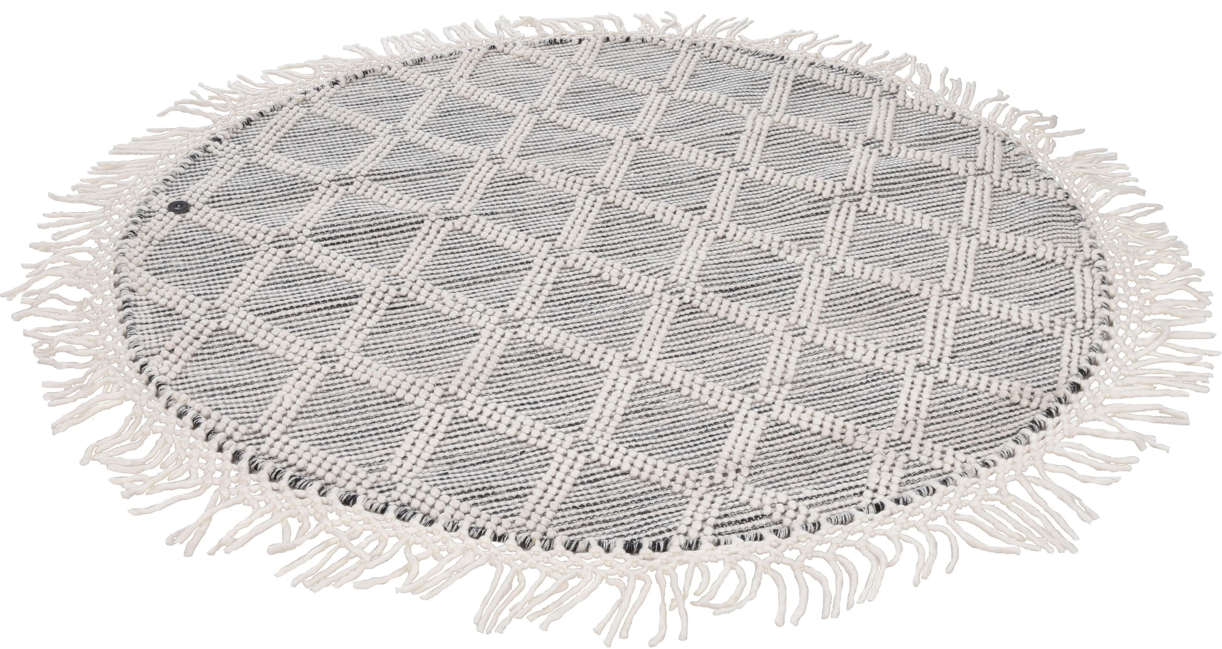 TOM TAILOR HOME Teppich »Colored Macrame«, rund, 10 mm Höhe, Handweb Teppich, reine Wolle, handgewebt, mit Fransen, Scandi Design