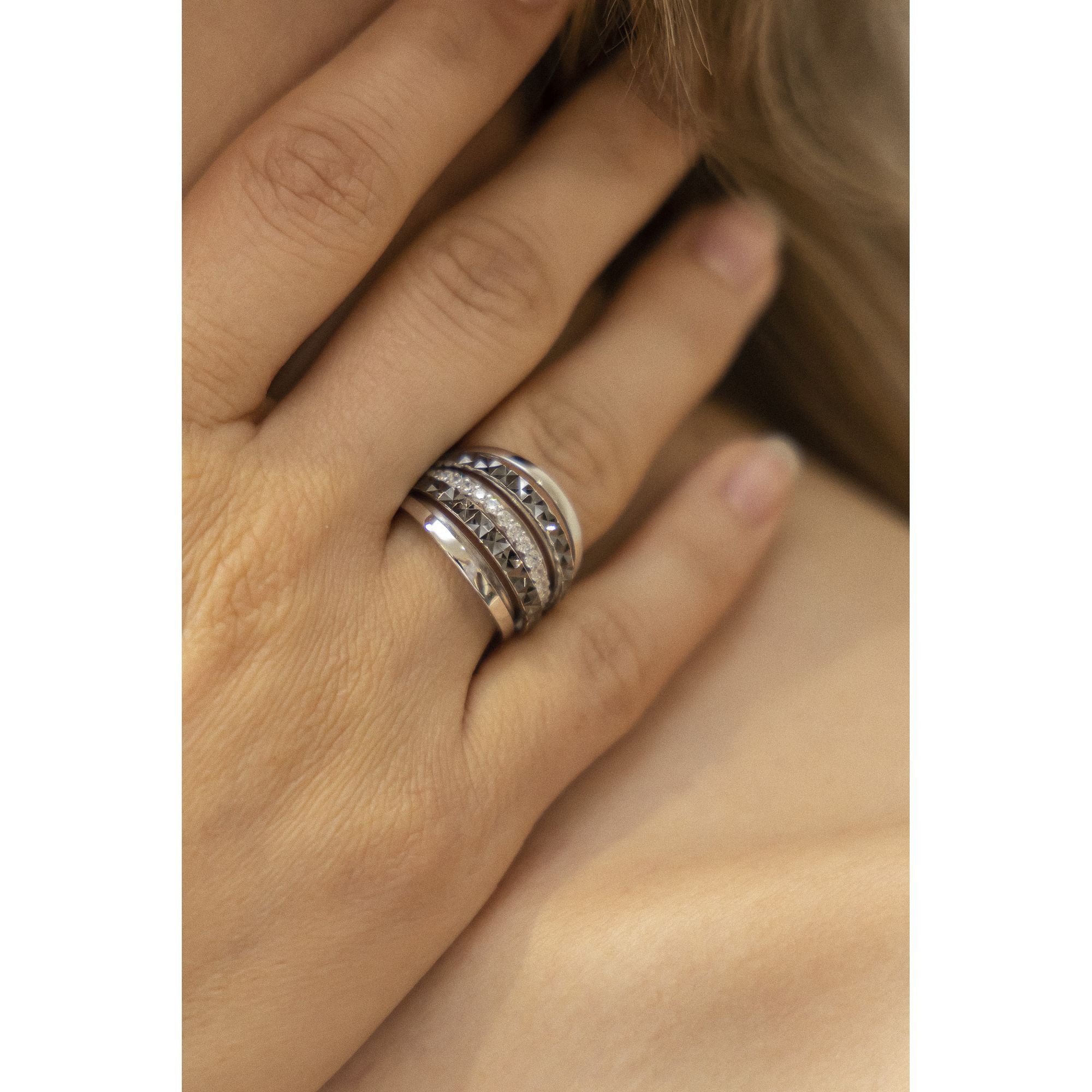 CELESTA Fingerring »Silber 925 rhodiniert mit Zirkonia-Steinen«