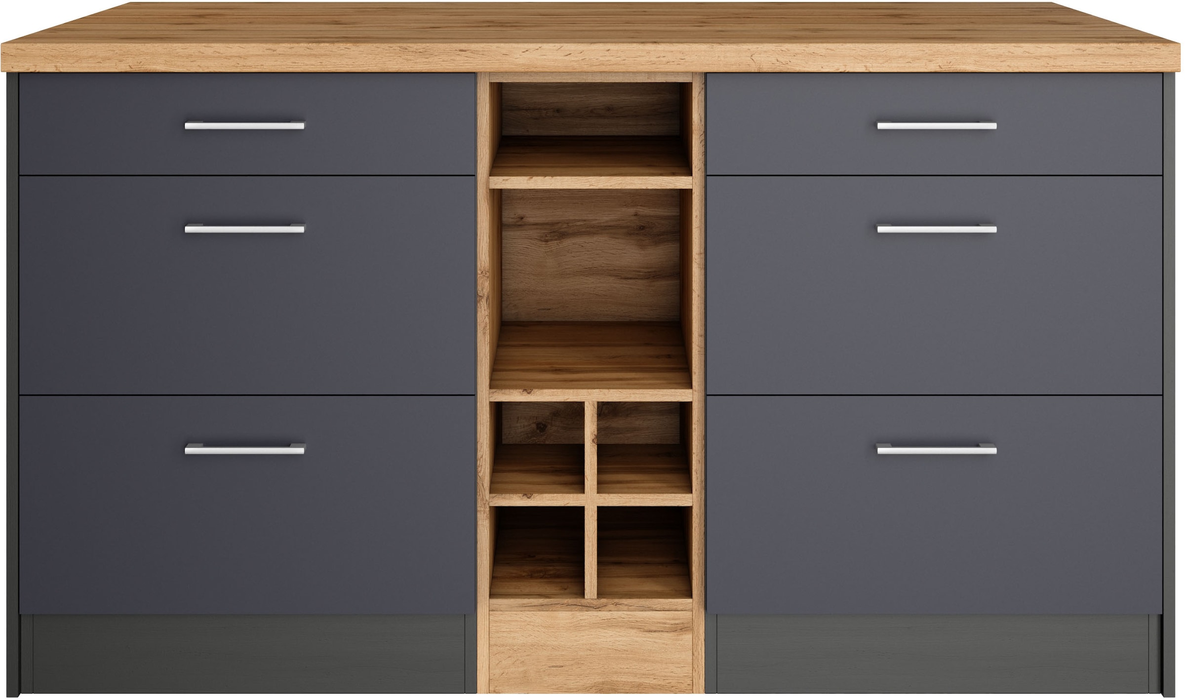 KOCHSTATION Kücheninsel »KS-Milan«, Stellmaß 153/100 cm, viel Stauraum, Lebensmittelpunkt: Küche