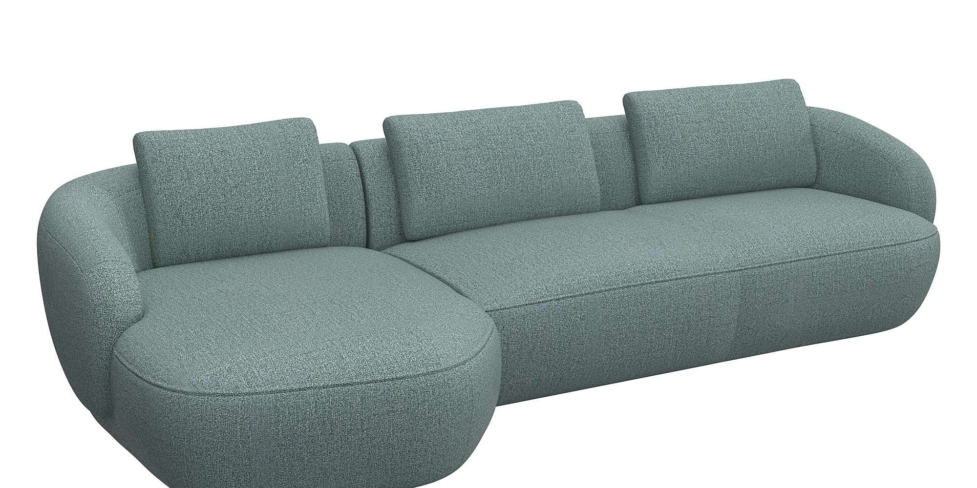 FLEXLUX Wohnlandschaft »Torino, rund, L-Form, Sofa-Ecke mit Recamiere, Longchair-Sofa«, Modernes, organisches Sofa-Design, Kaltschaum, Wellenunterfederung