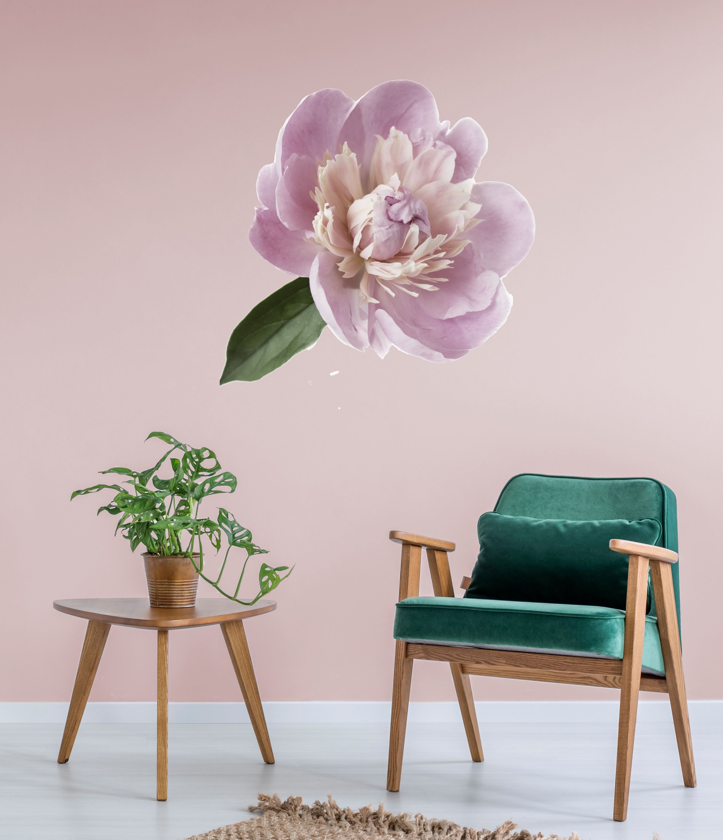 queence Wandtattoo »Alena«, (1 St.), Wandbild, Sticker, rosa, Blume, Blüte, selbstklebend, Pastellfarben