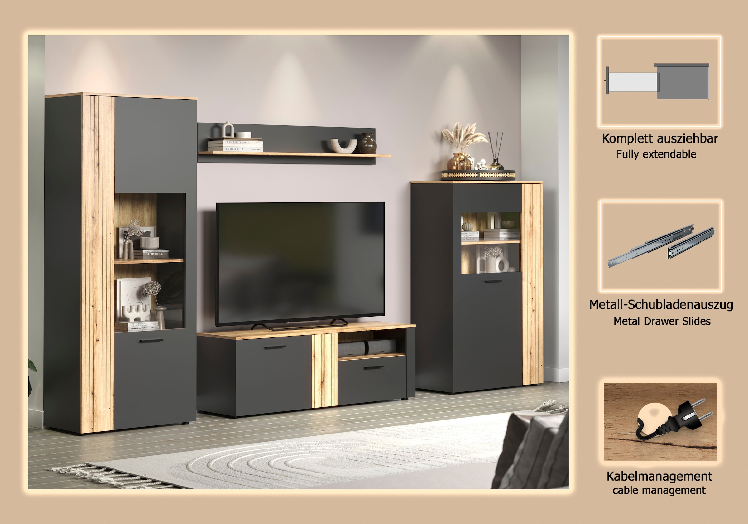 INOSIGN Wohnwand »Estepona« Komplett-Set, 4 Stk. tlg.