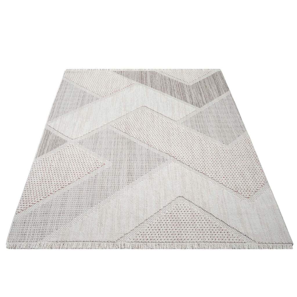 Carpet City Teppich »LINDO 8877«, rechteckig, 11 mm Höhe, Kurzflor, Hochtief-Muster/ 3D-Effekt, Fransen, Boho-Stil, Wohnzimmer