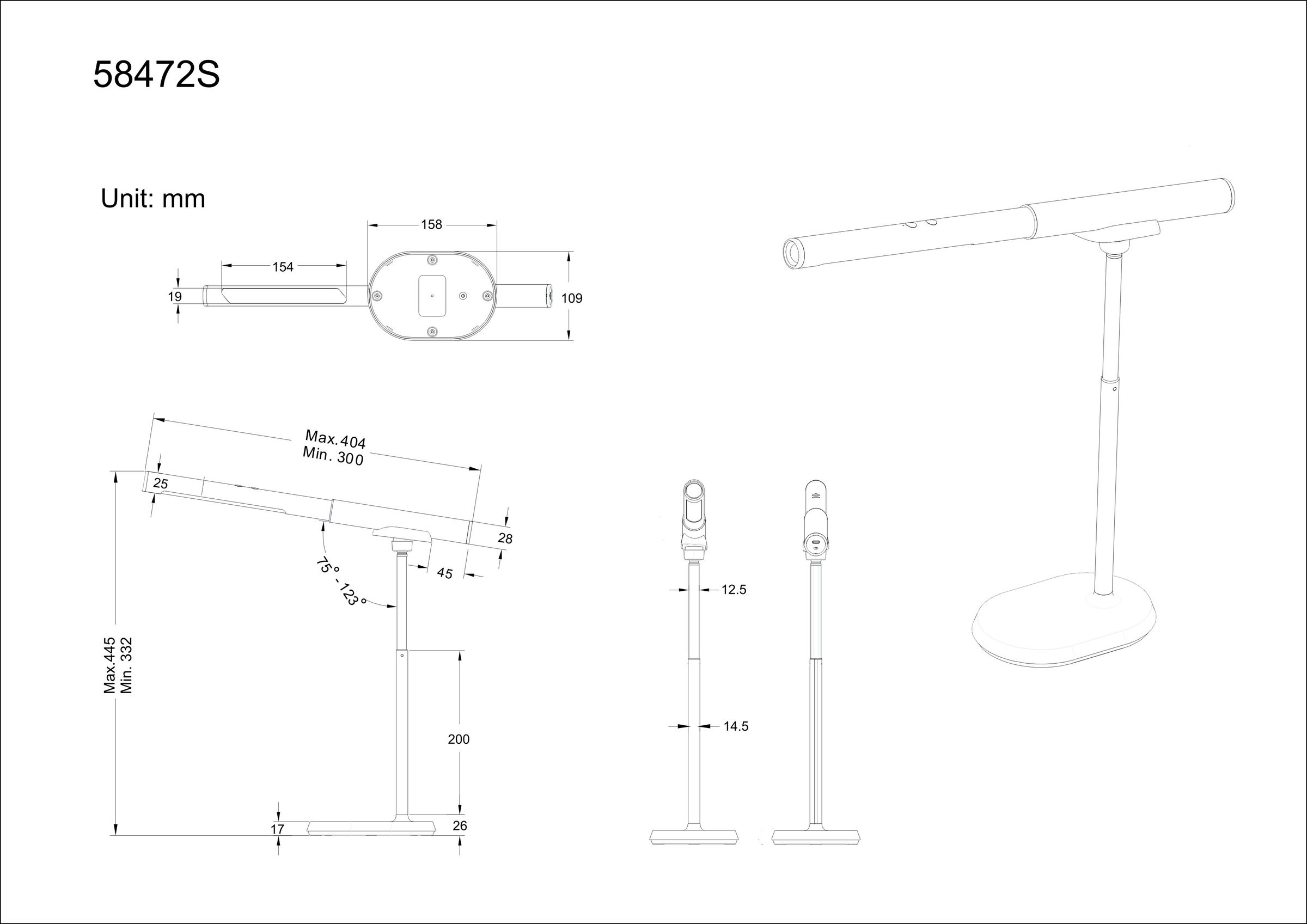 GLOBO LIGHTING LED Tischleuchte »MILAN«, Leuchtmittel LED-Modul | LED fest integriert, Tischlampe/Arbeitszimmer/Bürotischleuchte/Taschenlampe/schwarz