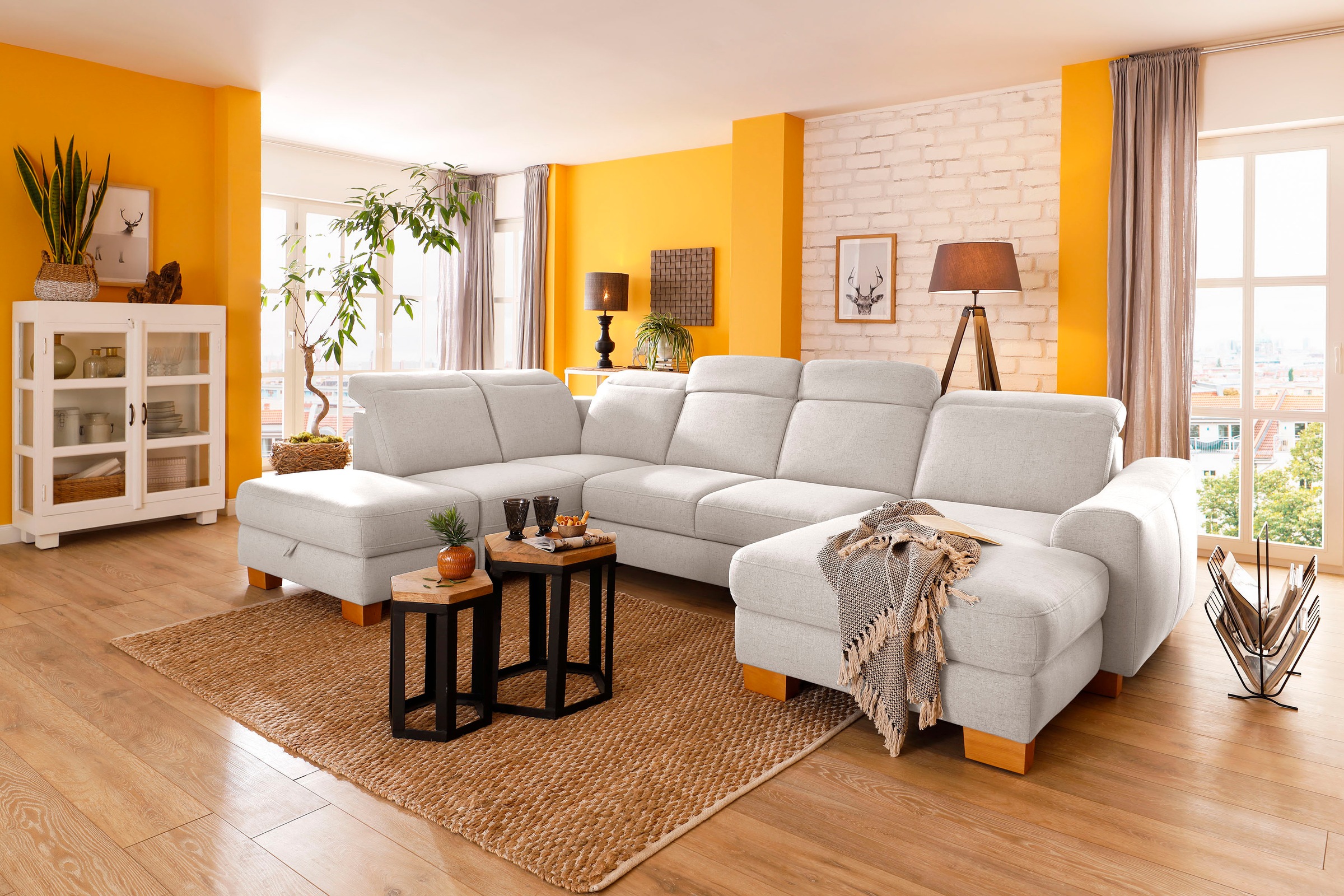 Home affaire Wohnlandschaft »Dundee U-Form« wahlweise mit Kopfteilverstellu günstig online kaufen