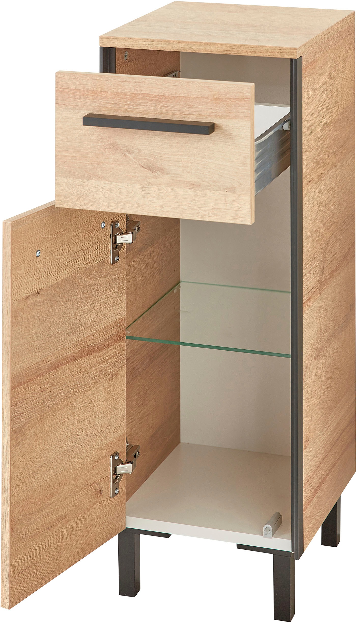 Saphir Badmöbel-Set »Quickset 395 5-teilig, Waschbeckenunterschrank mit LED-Spiegelschrank«, (5 St.), Unterschrank, Hängeschrank, Midischrank, inkl. Türdämpfer, 7 Türen