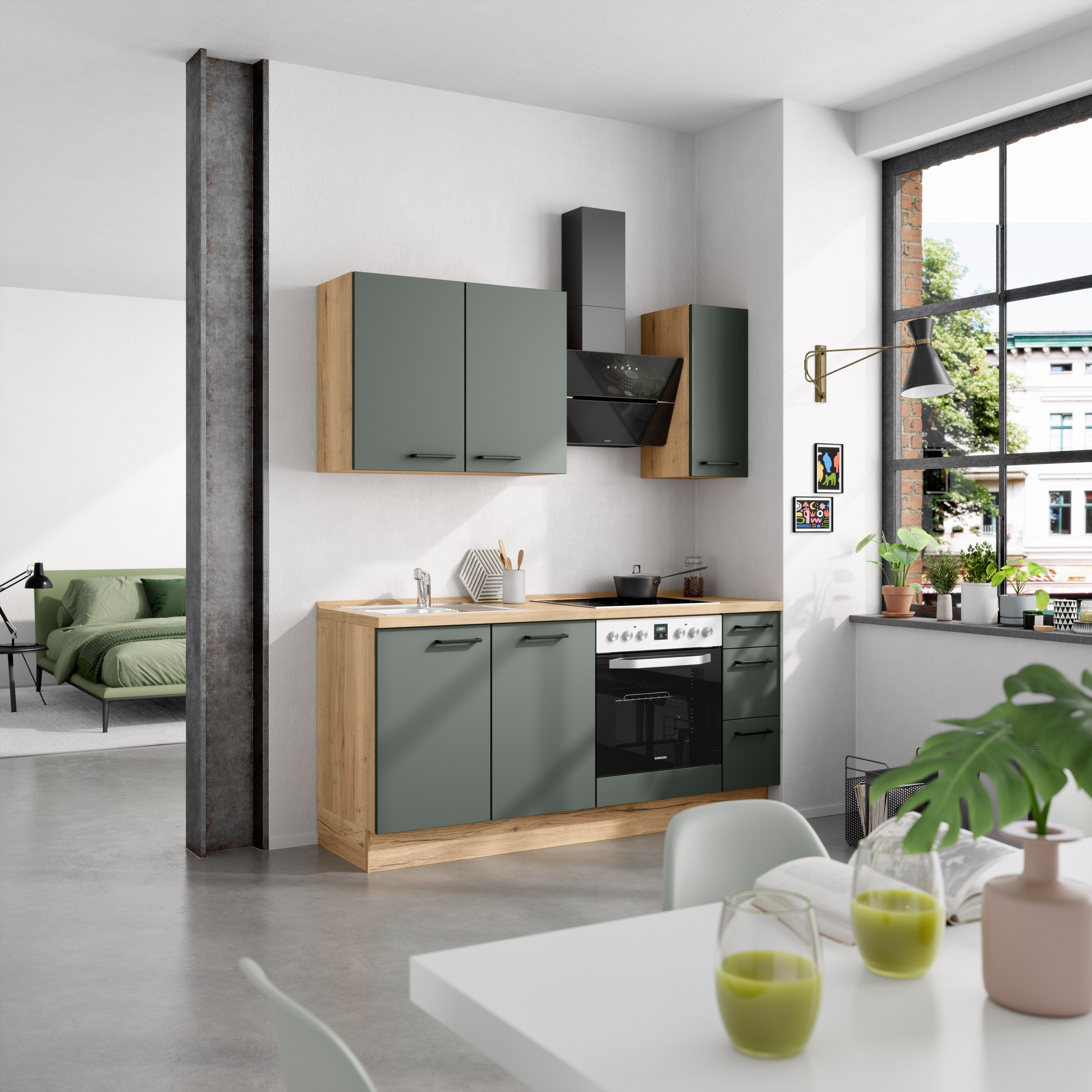 nobilia® Küchenzeile »"Easytouch II"«, vormontiert, Ausrichtung wählbar, Breite 180 cm, wahlw. mit E-Geräten