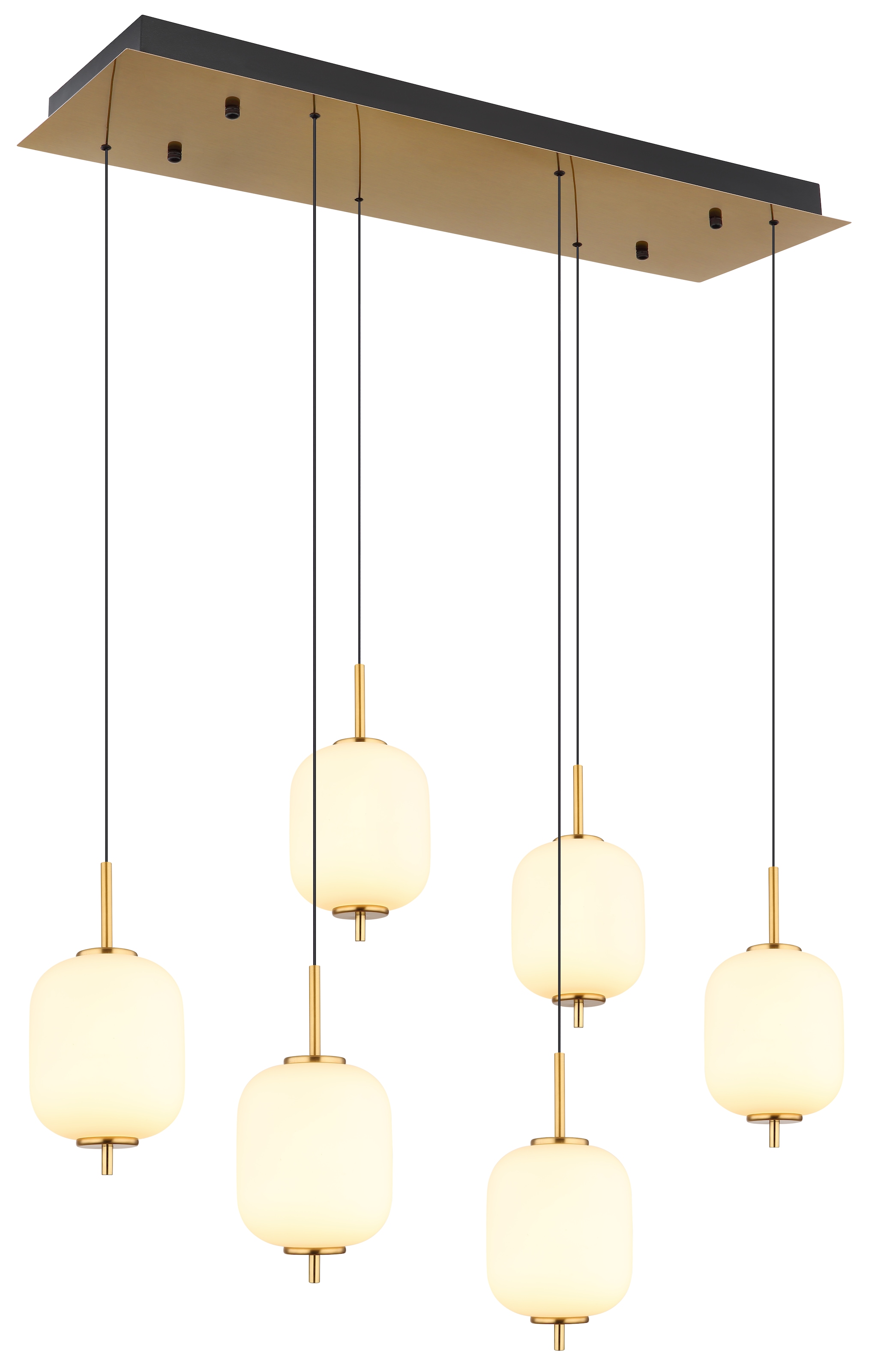 GLOBO LIGHTING LED Pendelleuchte »EWALD«, Leuchtmittel LED-Modul | LED fest integriert, Hängelampe/Hängeleuchte/Glas opal/höhenverstellbar/messingfarben