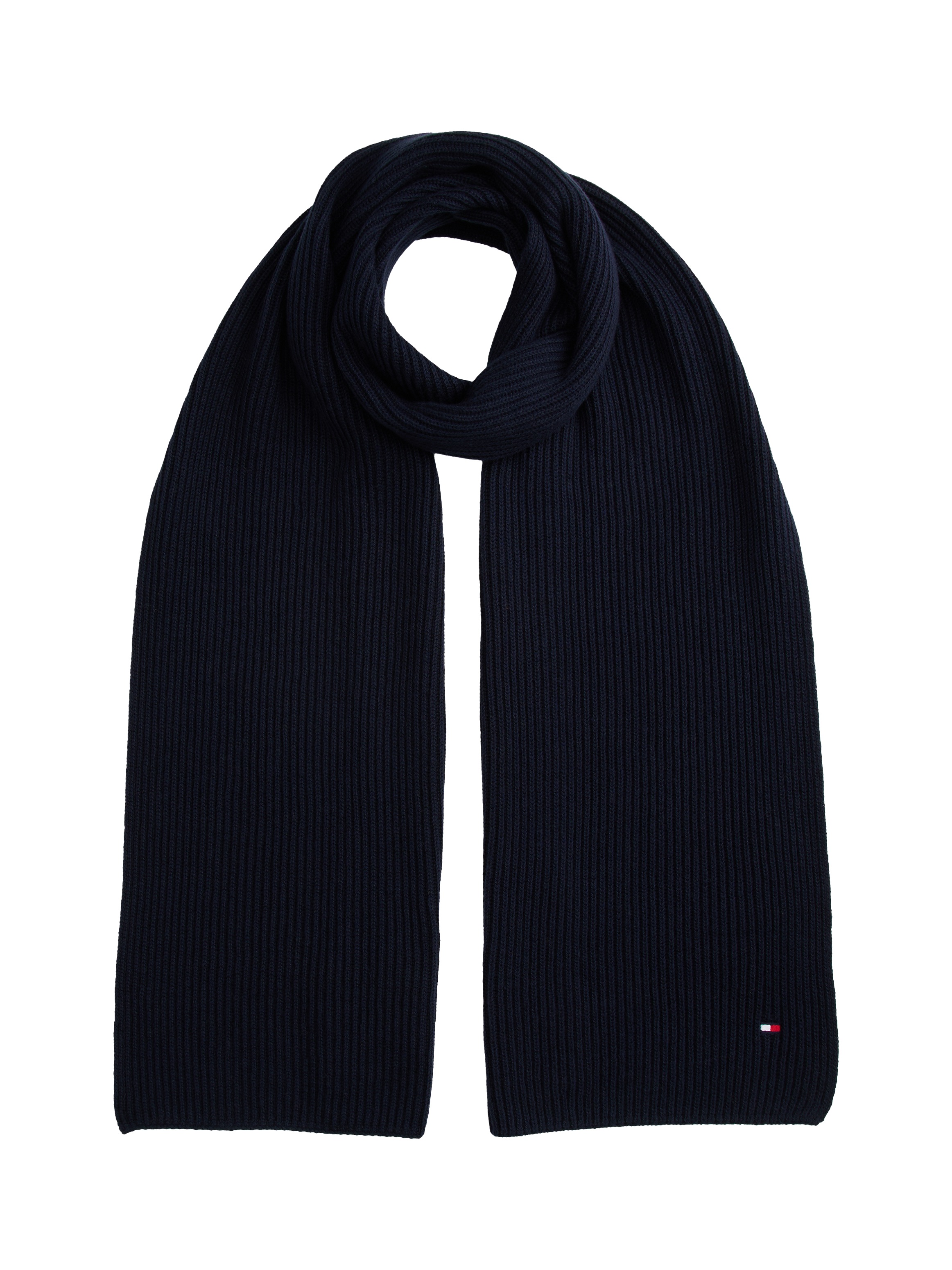 Tommy Hilfiger Strickschal »TH FLAG PIMA COTTON CASH SCARF« mit Logostickerei, mit Kaschmiranteil Unisex