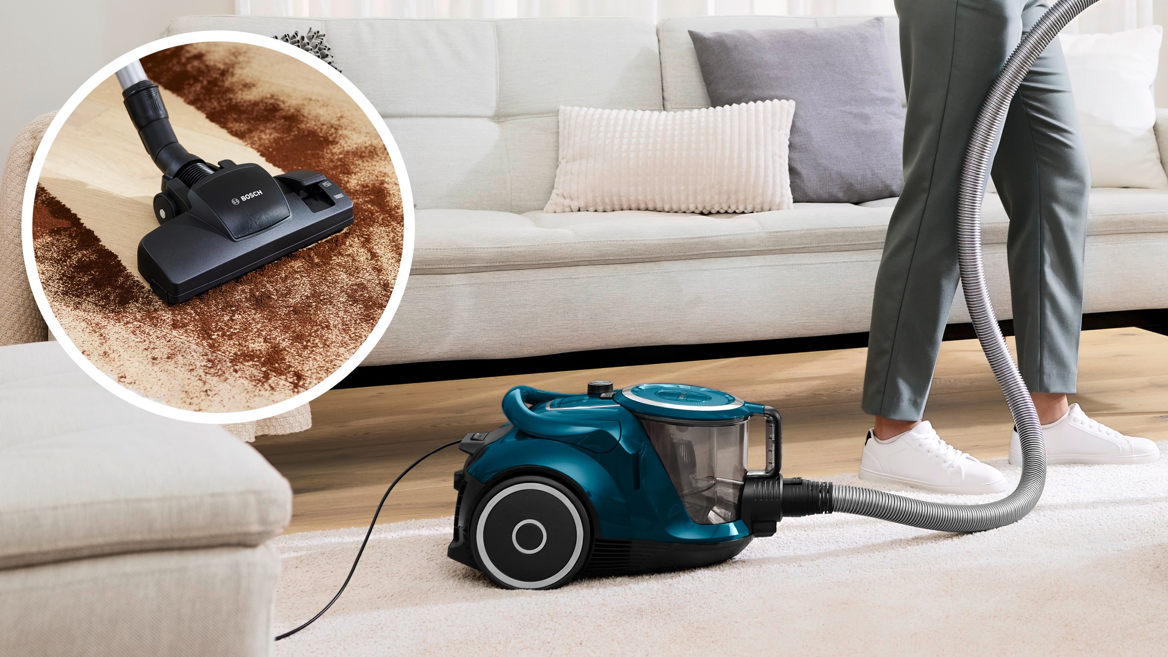 BOSCH Bodenstaubsauger »Serie 6 ProFamily BGC41XFMLY, Testsieger, ideal für Allergiker« 750 W beutellos Hygiene-Filter, 10 Jahre Motorgarantie, XXL-Polsterdüse, leise, blau