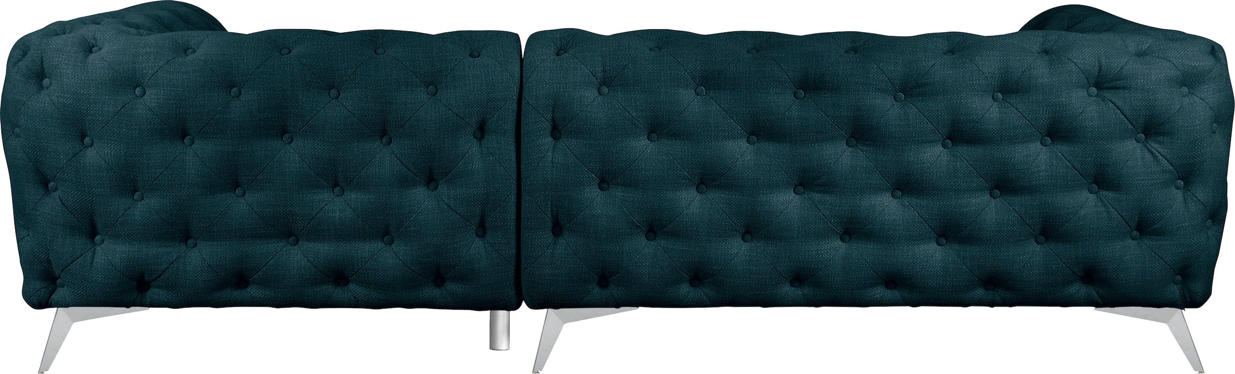 Leonique Chesterfield-Sofa »Ecksofa GLYNIS L-Form mit Wellenunterfederung, Maße B/T/H 264/204/75cm«, aufwändige Knopfheftung, moderne Chesterfield Optik, Fußfarbe wählbar
