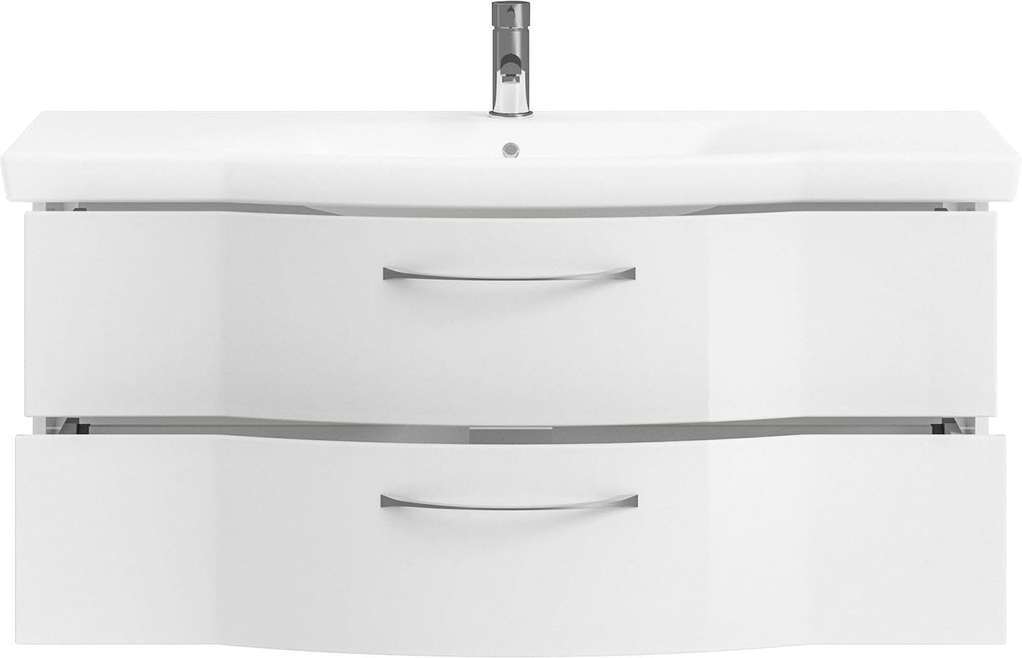 Saphir Badmöbel-Set »6005 Sprint 4-teilig, Keramik-Waschtisch mit LED-Spiegelschrank«, (5 St.), Unterschrank, Midischrank, inkl. Türdämpfer, 5 Türen, 5 Schubladen