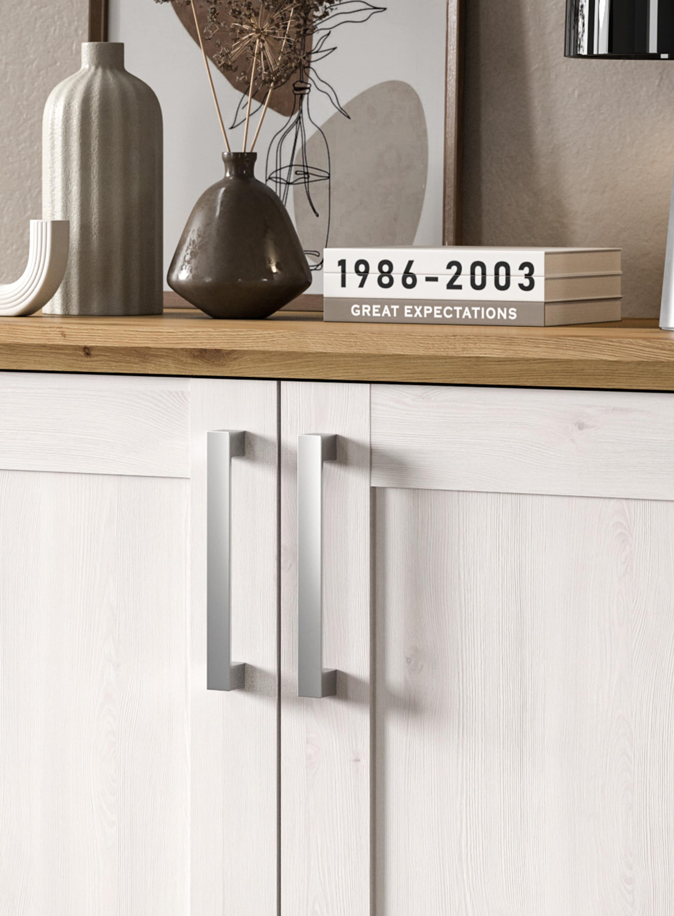 Home affaire Kommode »COSENZA, TOPSELLER!, Breite 95 cm, 2 Türen, 2 Einlegeböden, 3 Fächer«, in Landhausoptik, Anrichte, Schrank, Sideboard