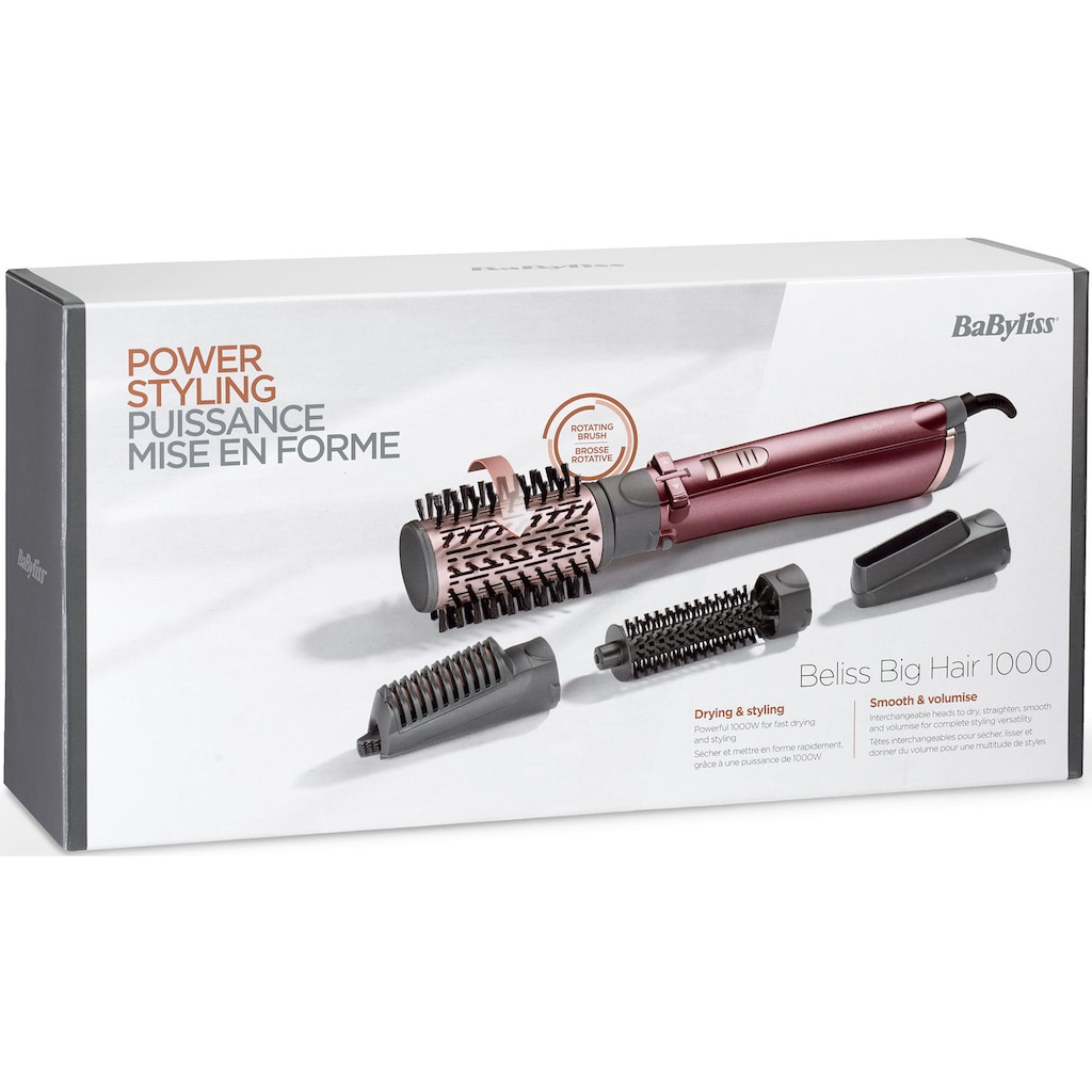 BaByliss Warmluftbürste »AS960E Beliss Big Hair«, 4 Aufsätze}, rotierender Heißluftstyler mit 4 Aufsätzen inkl.Tasche