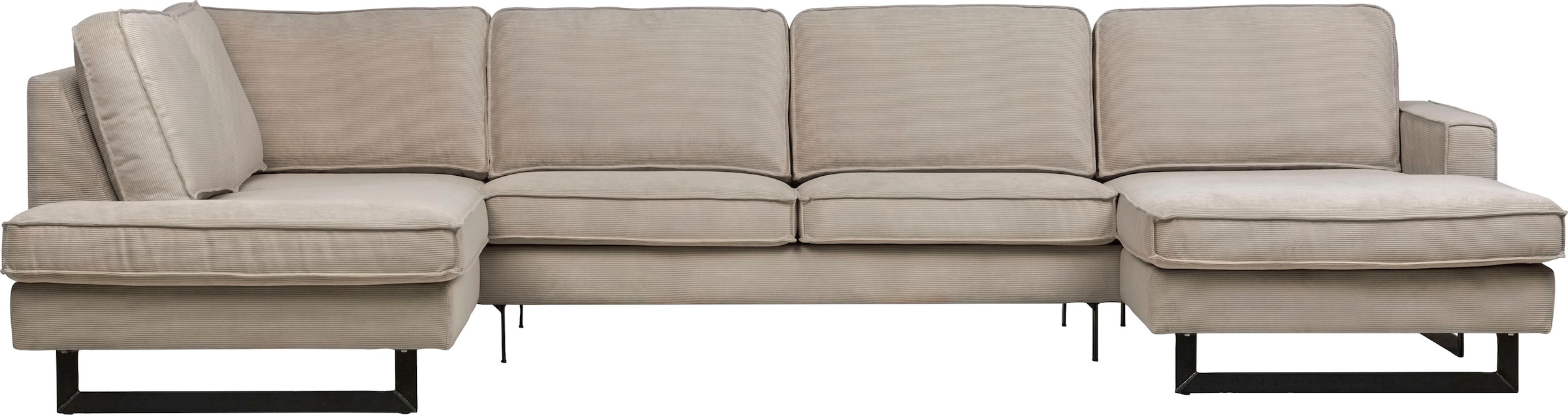Places of Style Wohnlandschaft »Pinto, 350 cm, U-Form, XXL, mit Ottomanen«, Cord, Feincord, Luxus-Microfaser Leder und Chenille