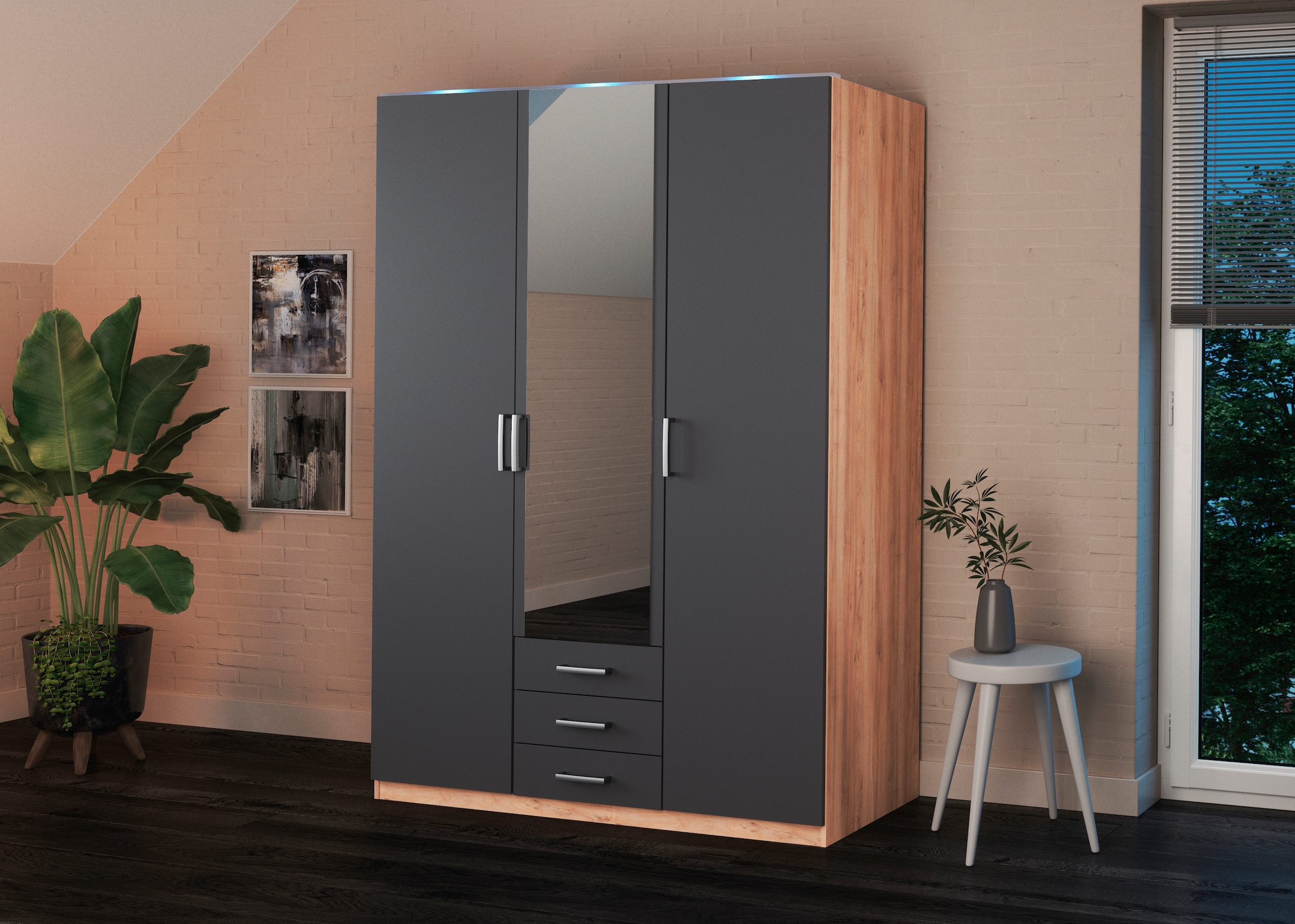 priess Kleiderschrank "Amsterdam", mit oder ohne LED-Beleuchtung günstig online kaufen