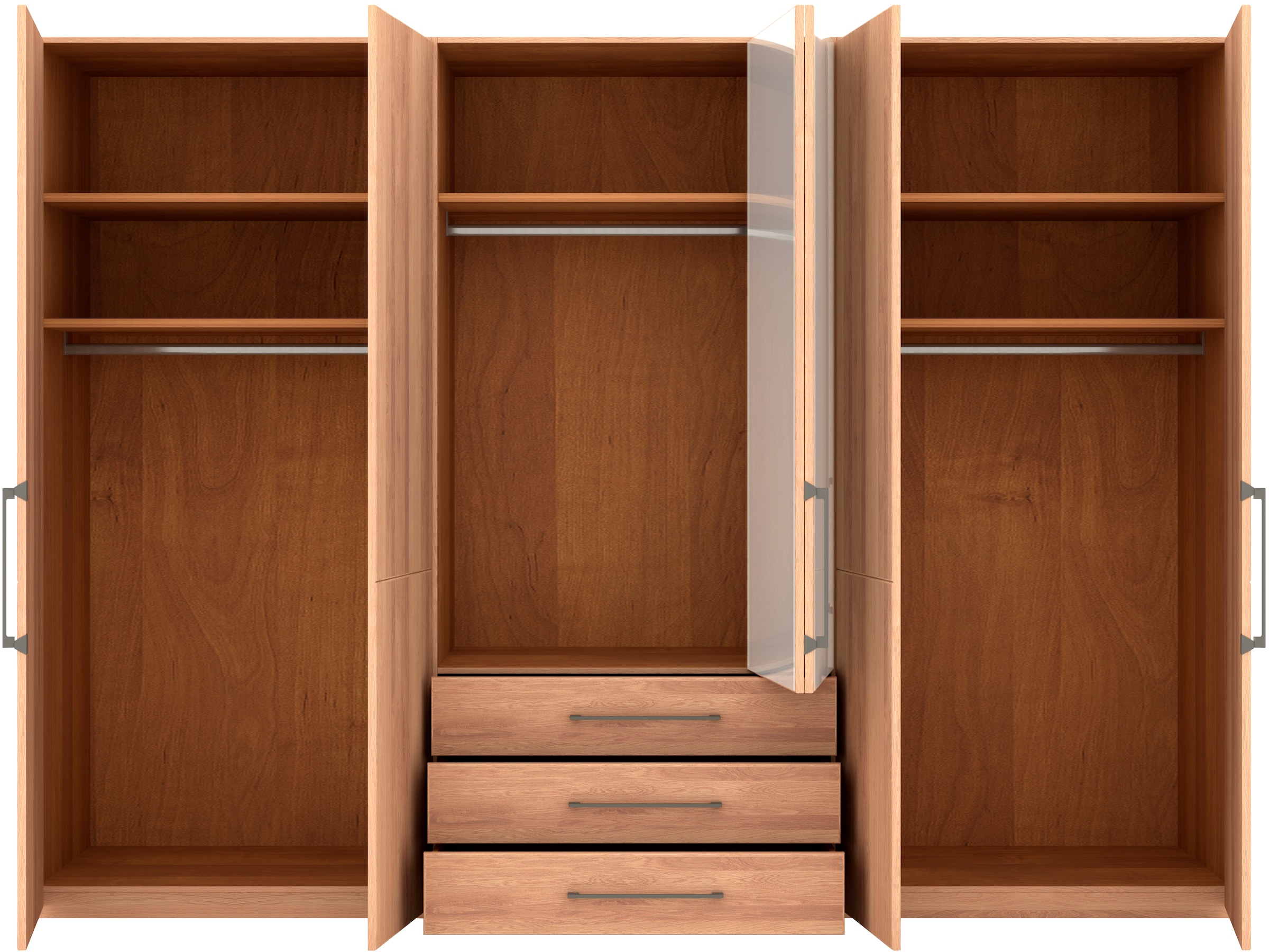Musterring Drehtürenschrank »Sorrent, Kleiderschrank, teilmassiv Eiche«, (mit Türdämpfern, mit Schubladen, extra Böden, MADE IN GERMANY), Türen in Eiche massiv und als Parsol-Bronze-Spiegel, mit Schubkästen