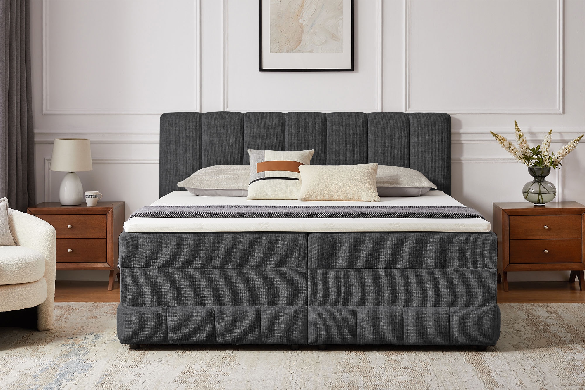 OTTO home Boxbett »Likely inkl. Bettkasten, Liegefläche 180x200 cm, in Boxspring-Optik«, inkl. Topper, erhältlich in verschiedenen Farben