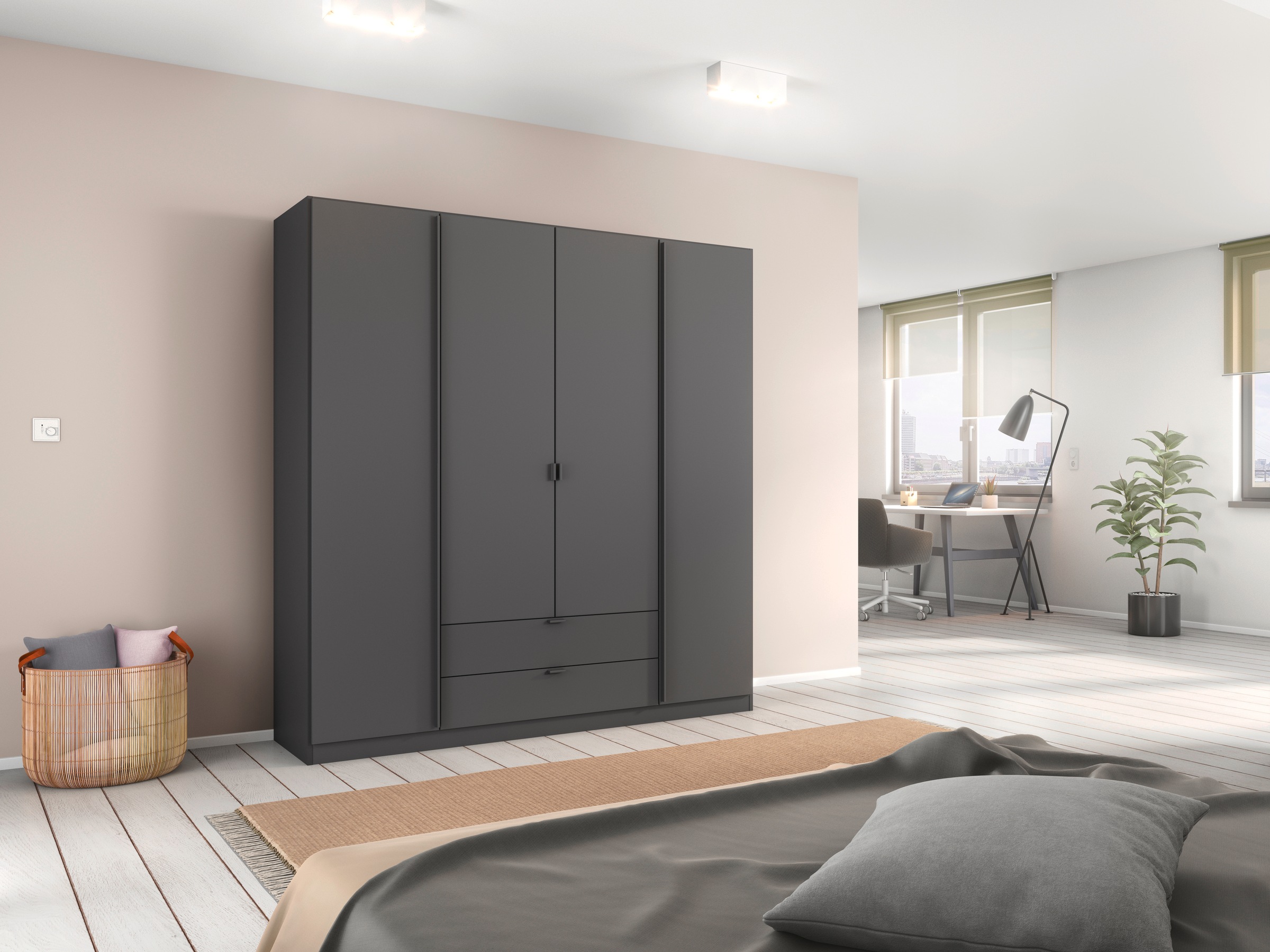 rauch Drehtürenschrank »StyleUp«, Typ Monochrome mit eleganten, langen Griffstangen in Schrankfarbe