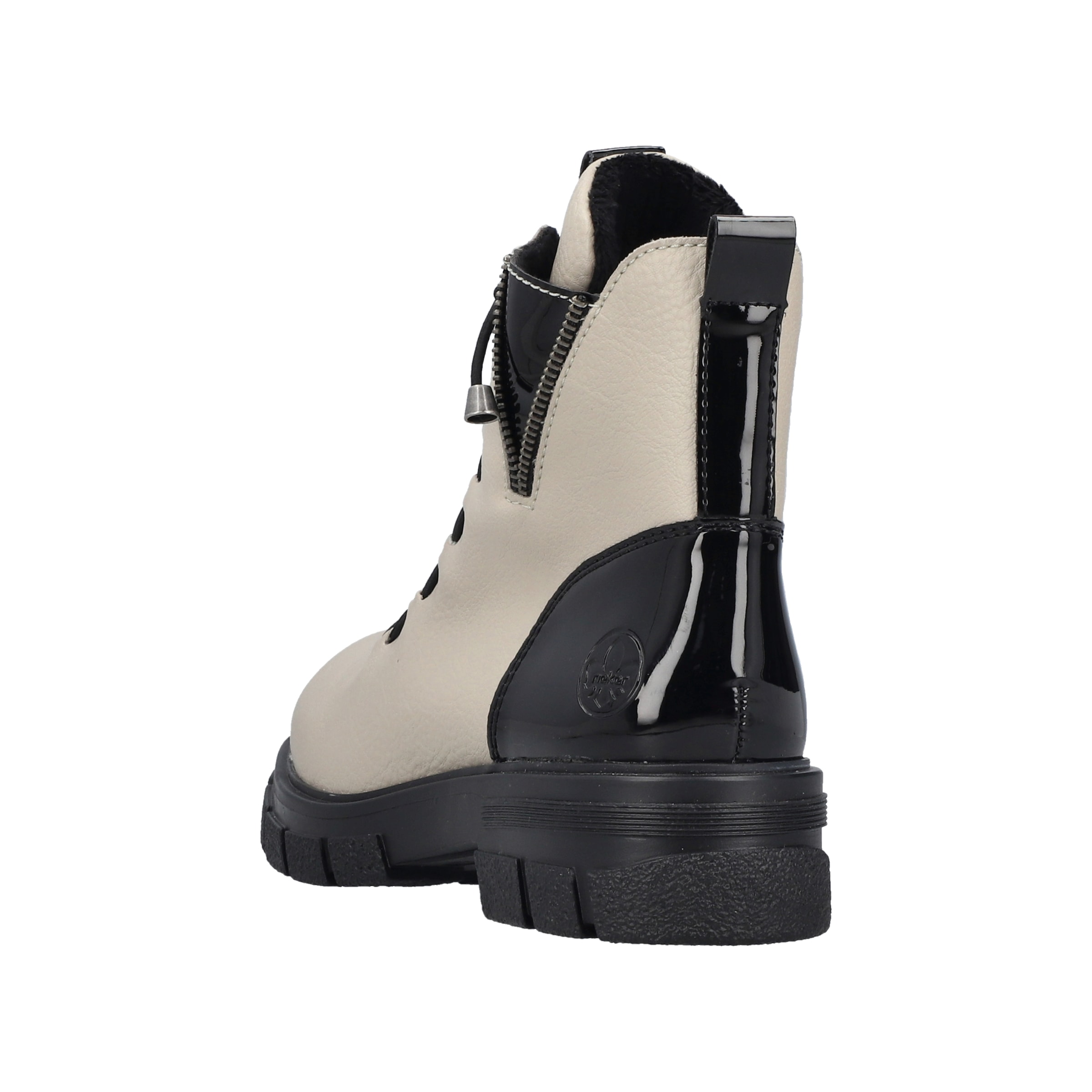 Rieker Schnürboots  Stiefelette mit Gummizug-Schnürung und Lack-Details