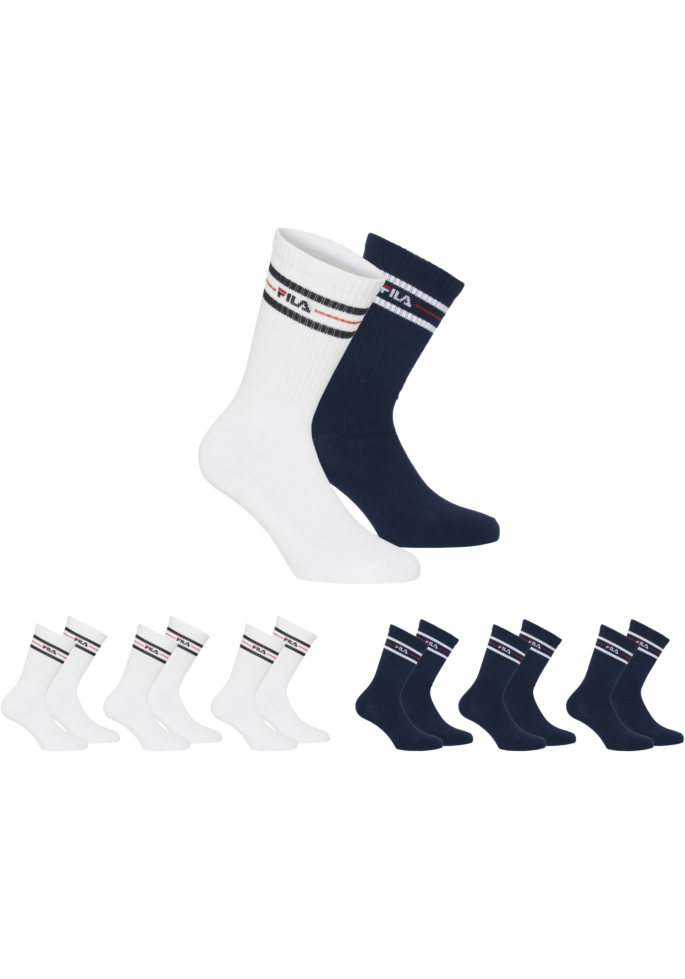 Fila Sportsocken »UNISEX LIFESTYLE PLAIN SOCKS«, (6 Paar), mit eingestricktem Logo