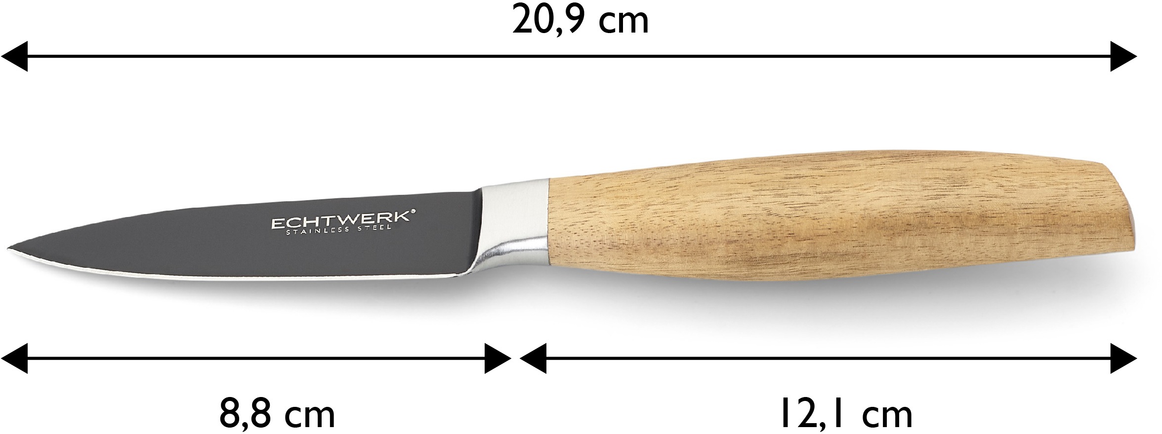 ECHTWERK Schälmesser »Classic« aus hochwertigem Stahl, Obst- & Gemüsemmeser mit Holzgriff, 8,8 cm