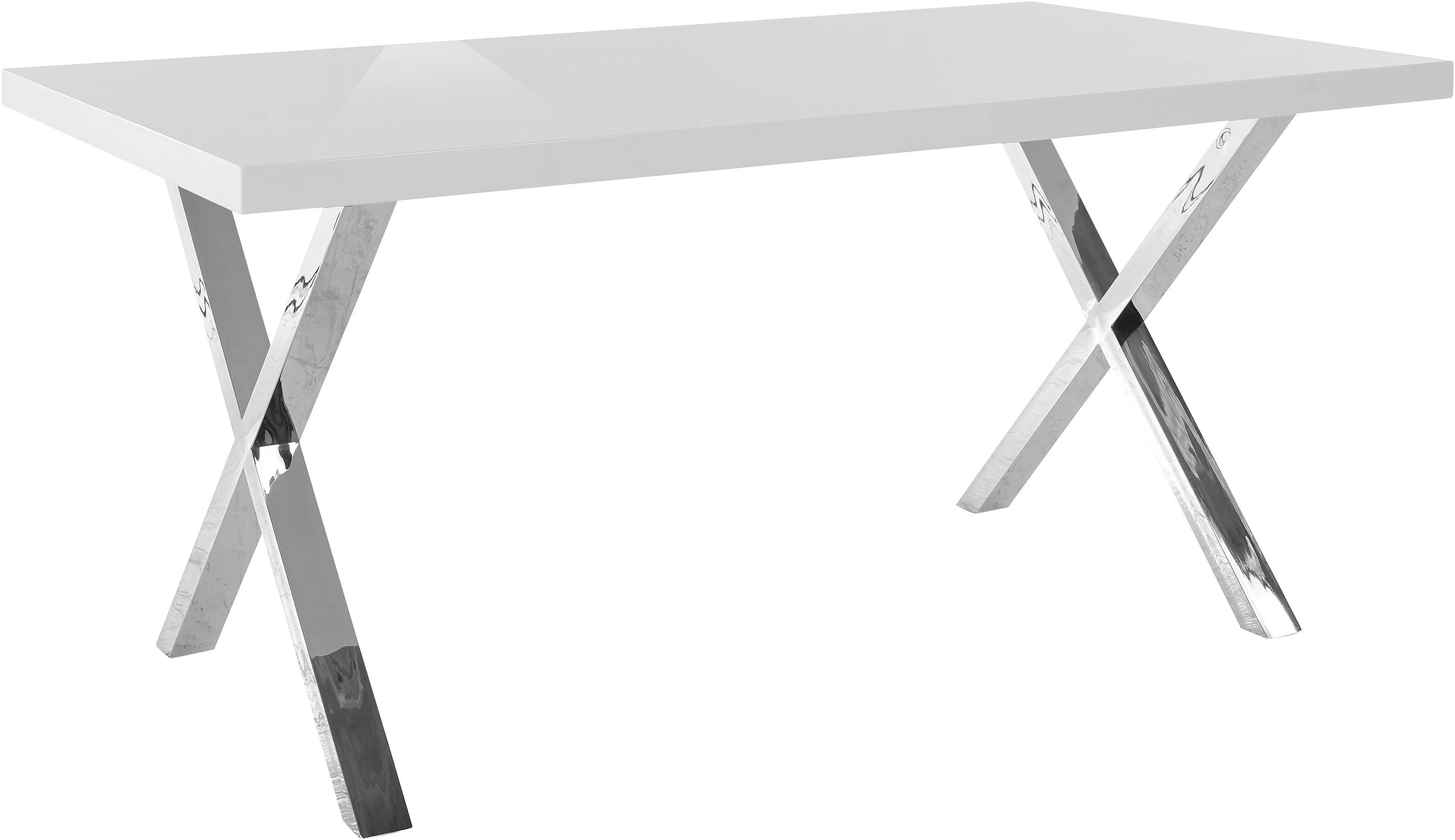 PAROLI Esstisch »Ixus« Breite 140, 160 oder 180 cm, mit X-Gestell aus Edelstahl edelstahl/weiß