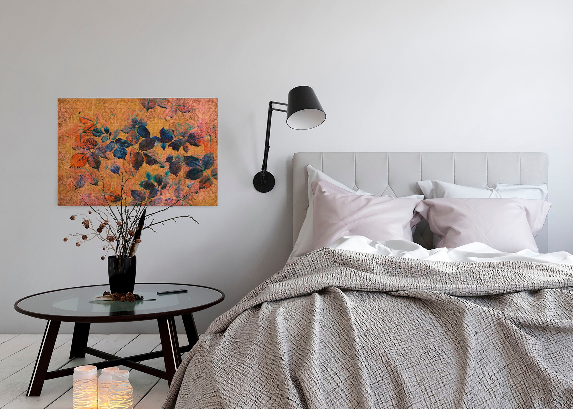 A.S. Création Leinwandbild »indian summer«, Kunst-Blumen-Kinder, (1 St.), Keilrahmen Bild Blätter Natur Floral Leinwand-Bild Wohnzimmer modern
