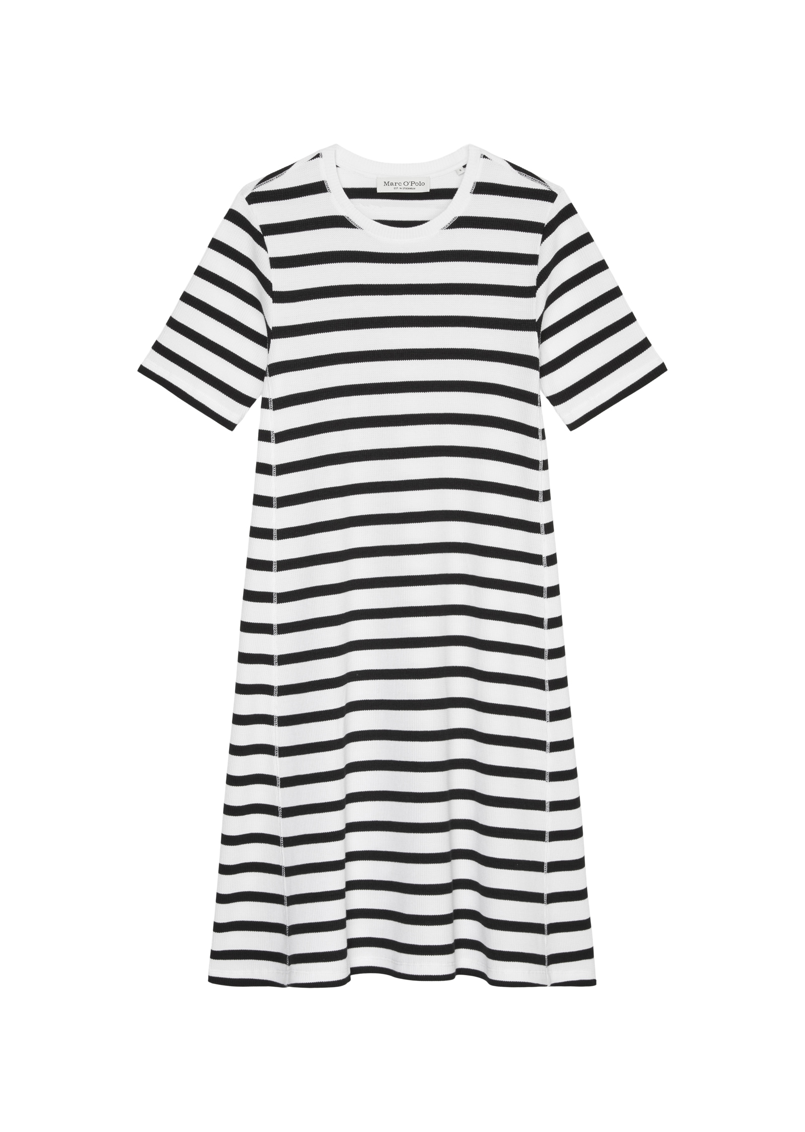 Marc O'Polo Maxikleid, Gestreiftes Waffle-Jersey-Kleid