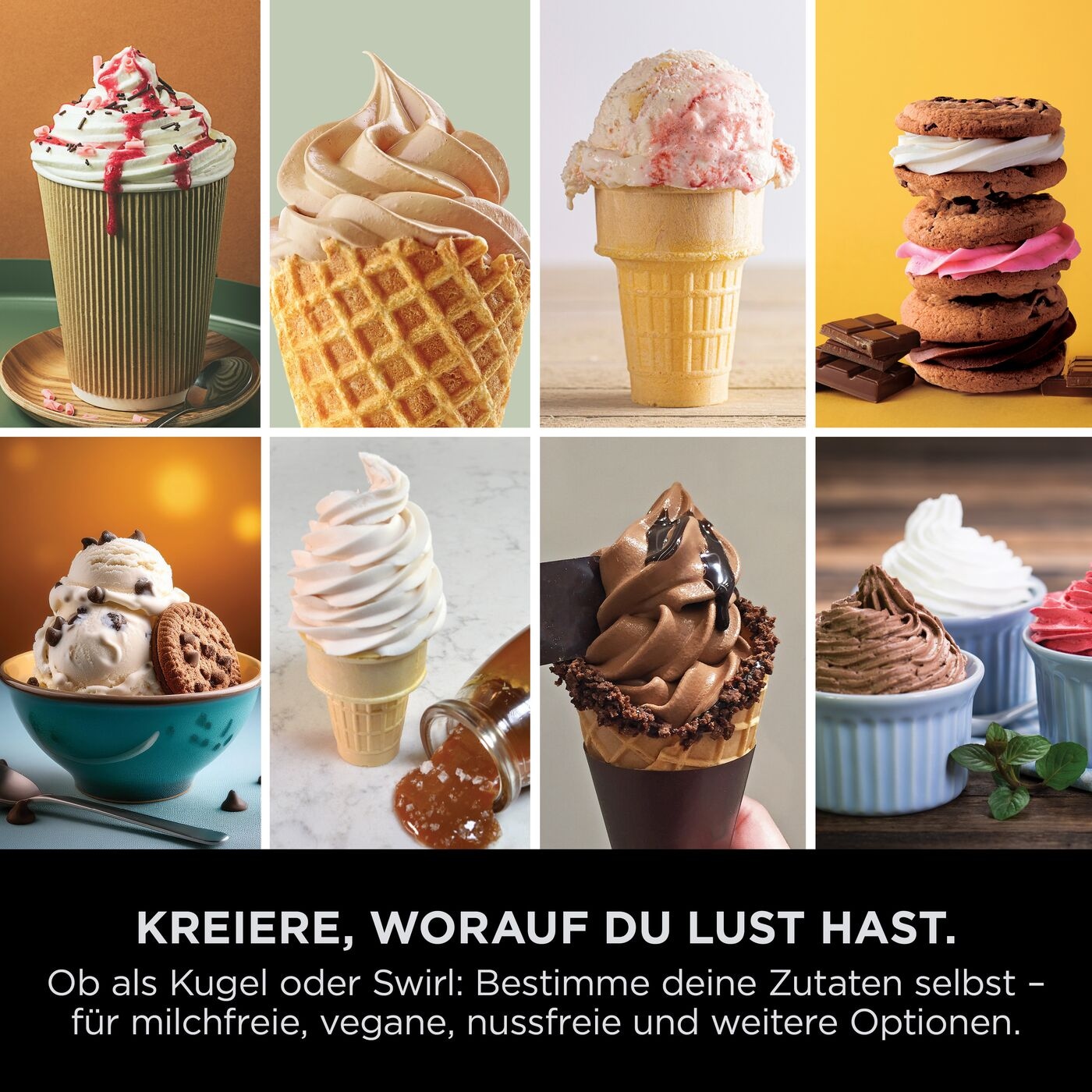 NINJA Eismaschine »Ninja CREAMi Scoop & Swirl 13-in-1 Softeis- und Eismaschine NC701EU« 0,48 l Softeis & Eismaschine NC701EU