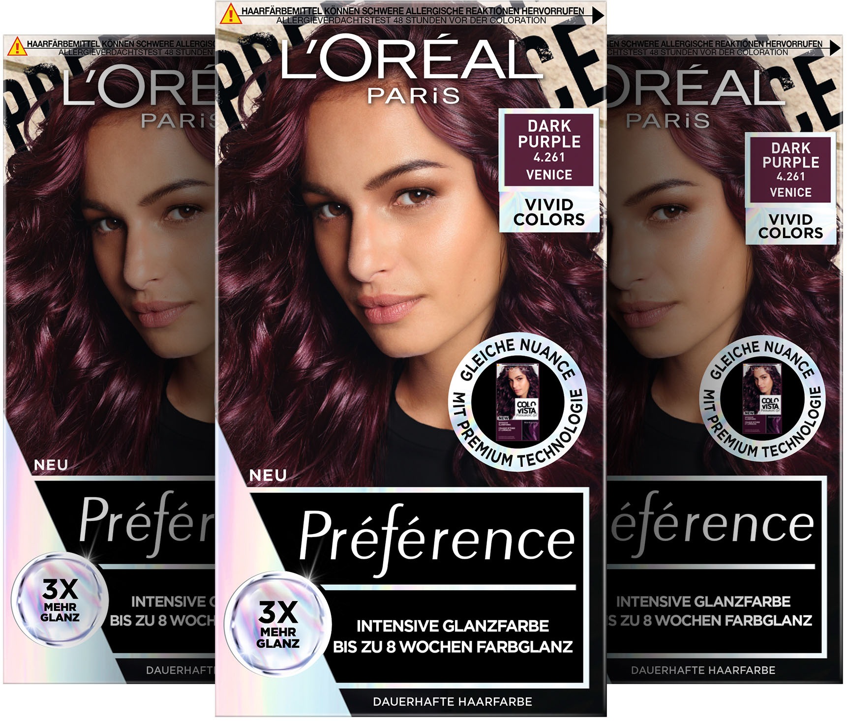 L'ORÉAL PARIS Coloration »Préférence Vivid Colors«, (Packung, 3 tlg.), mit pflegender Formel