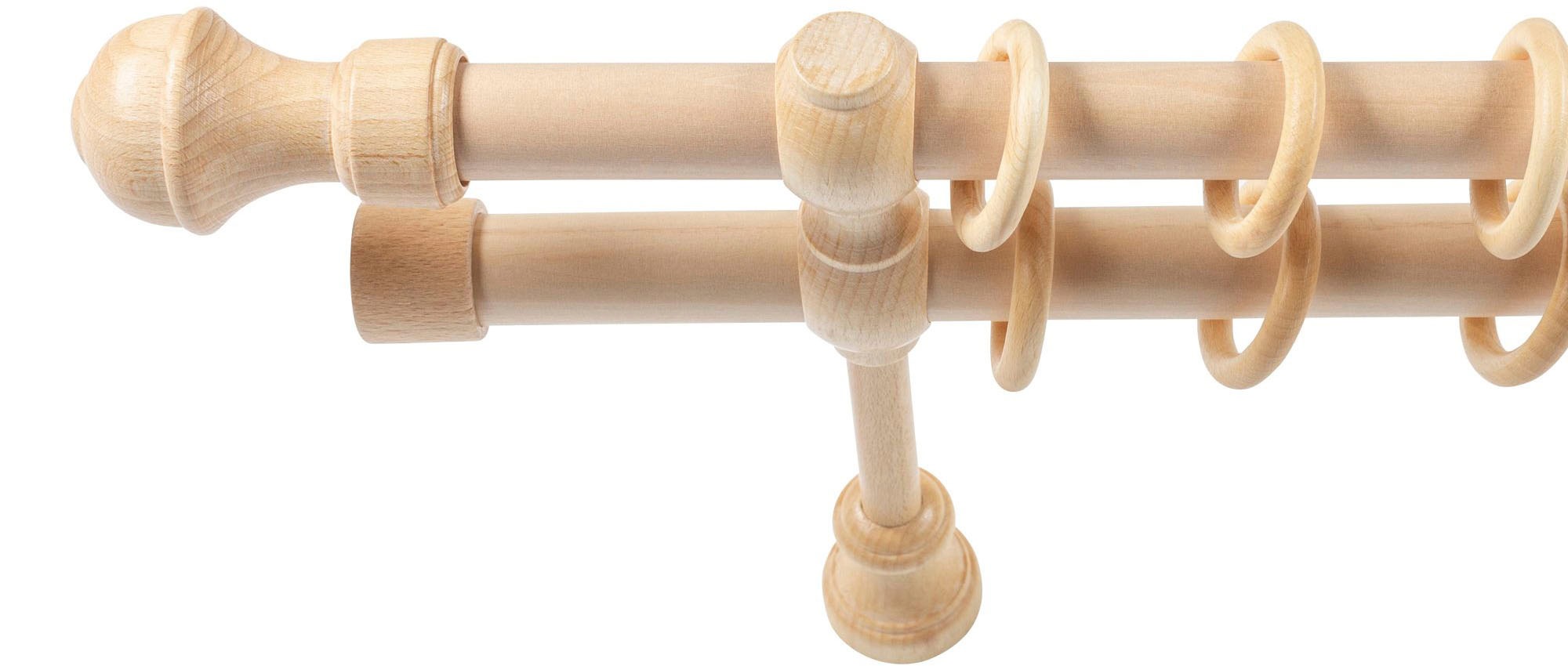 SN DECO GROUP Gardinenstange »Ares«, 2 läufig-läufig, Fixmaß, 28 mm, Holz, verschiedene Längen und Farben, Komplettset