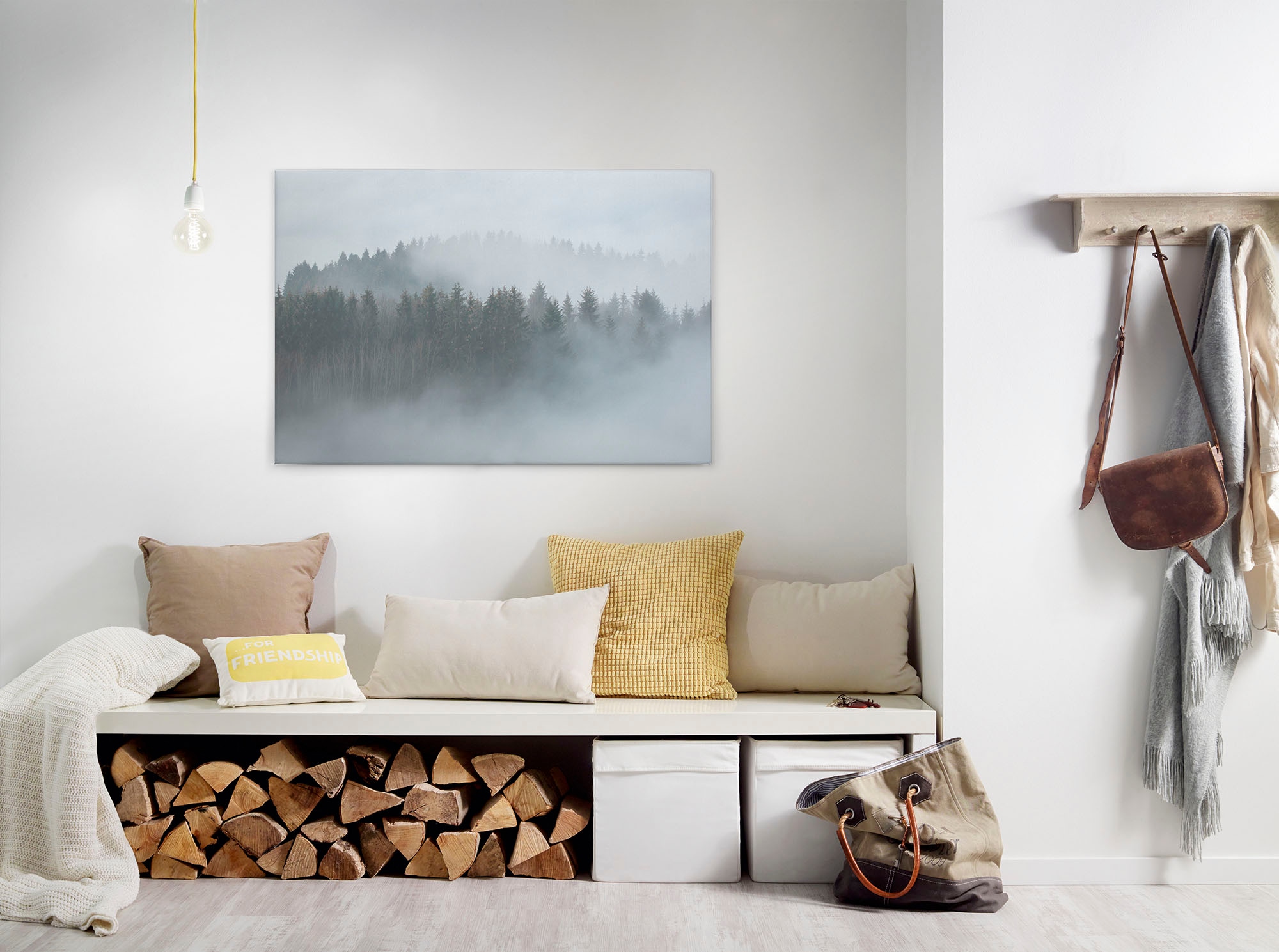 Bricoflor Bild Mit Wald Im Nebel Auf Leinwand Tannenwald Bild Ideal Für Woh günstig online kaufen