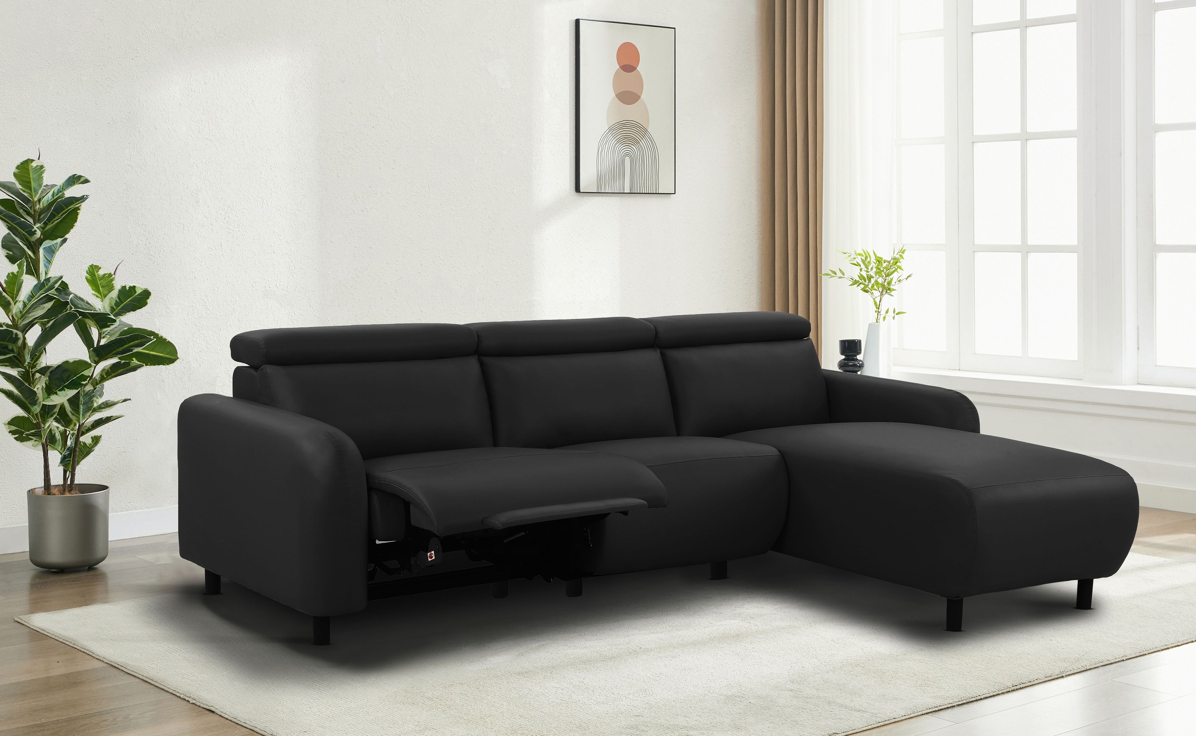 Home affaire Ecksofa »SKAANE Kunstleder, L-Form, 274 cm, manuelle u. elektrische Funktion,«, Kopfteilverstellung, Relax-und Liegefunktion, Federkernpolsterung