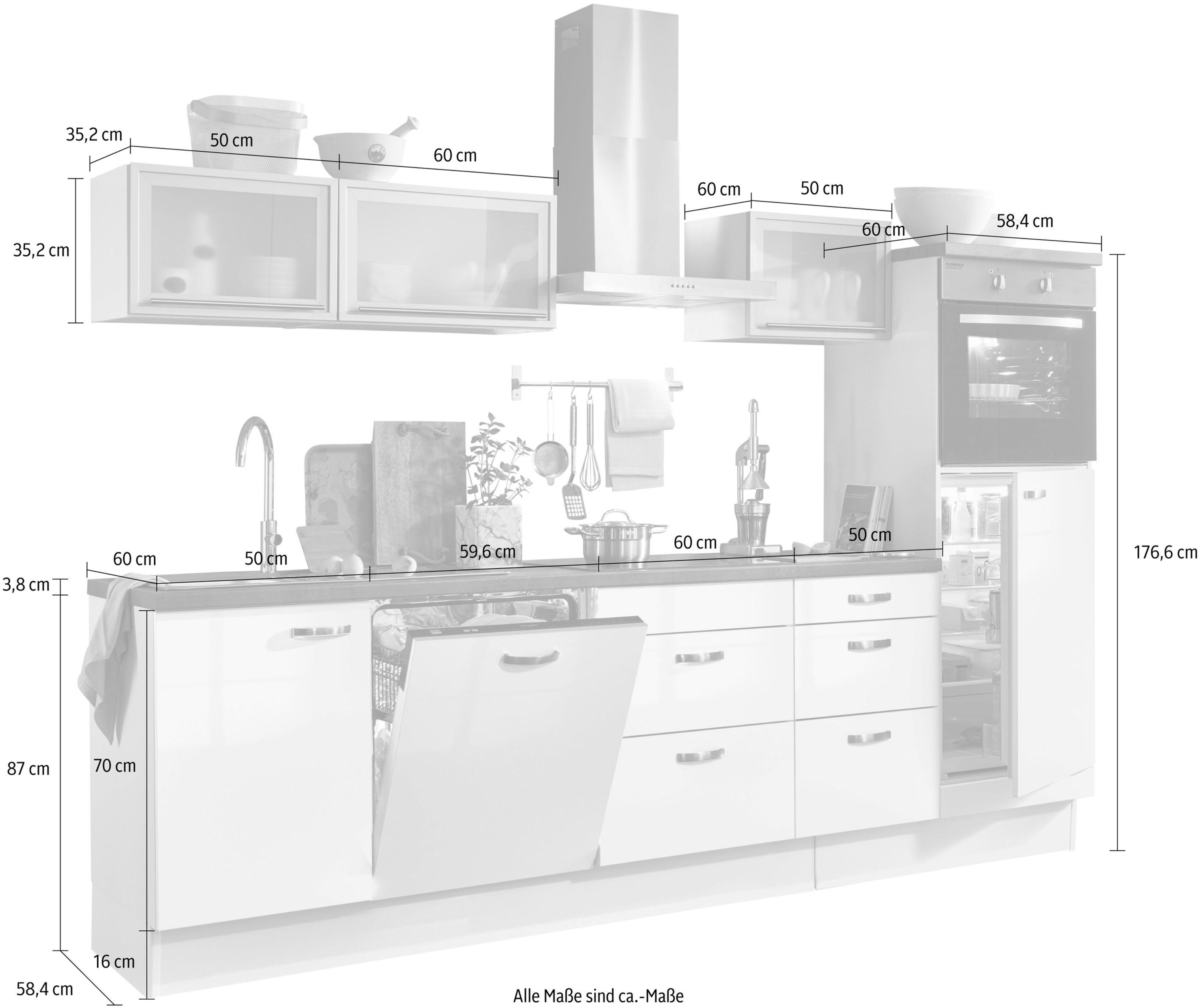 OPTIFIT Küchenzeile »Cara«, mit Vollauszügen und Soft-Close-Funktion, Breite  280 cm auf Rechnung bestellen | Backofenumbauschränke