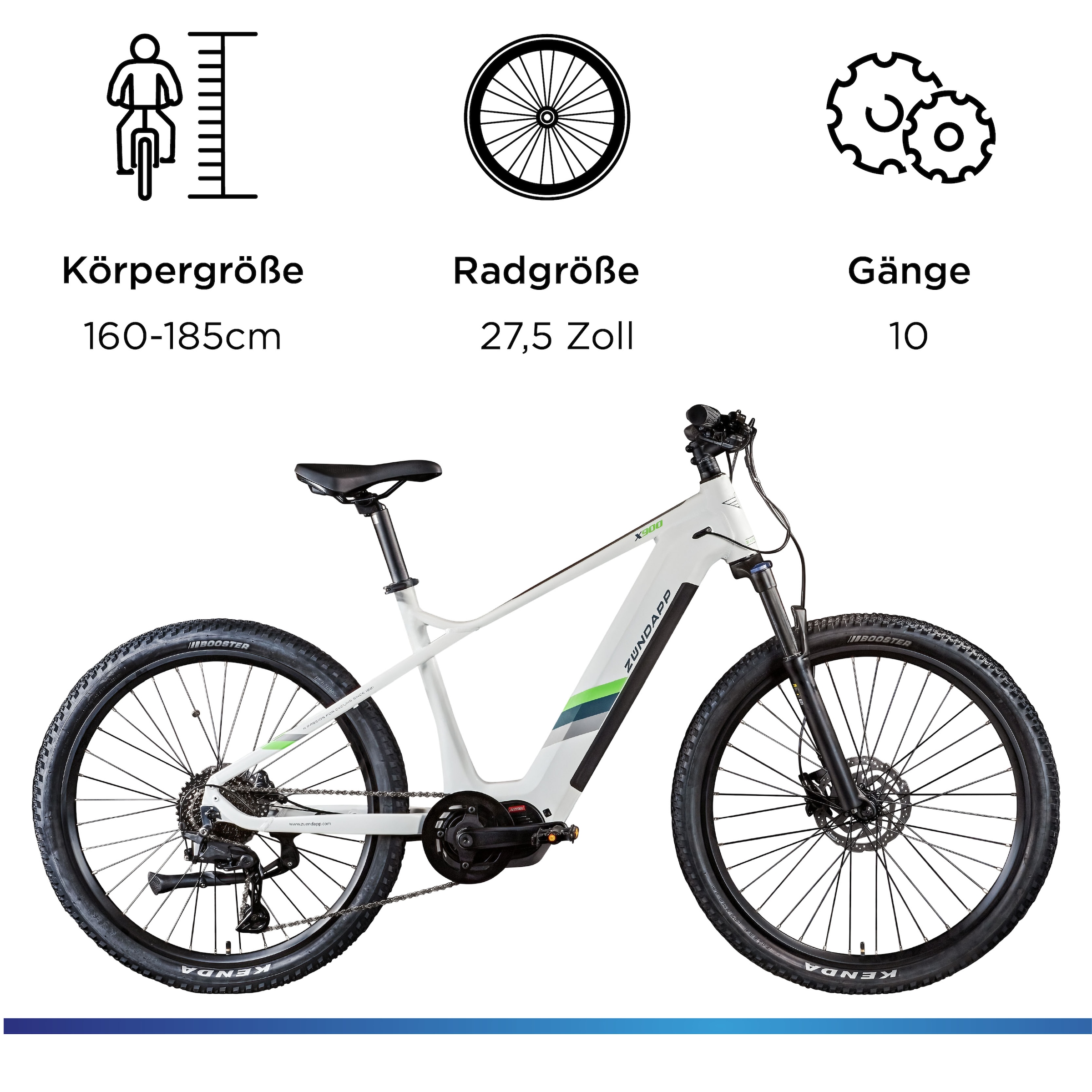 Zündapp »X900« 10 Gang Shimano Cues U6020 SGS Schaltwerk Kettenschaltung Mittelmotor 250 W Pedelec, Elektrofahrrad für Damen und Herren, MTB
