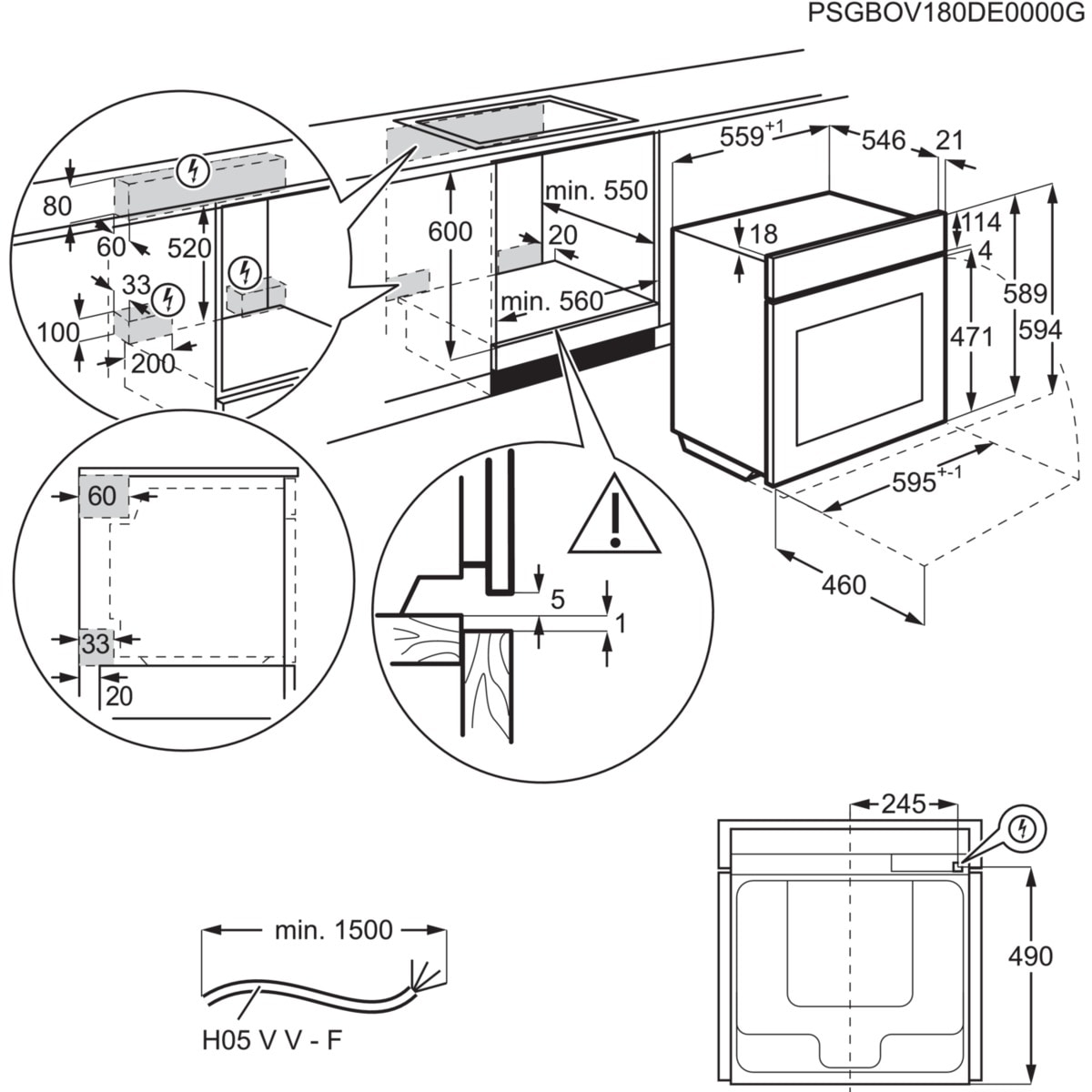 AEG Elektro-Herd-Set Serie 7000 »OE7P621AK«, Pyrolyse-Selbstreinigung, Hob2Hood