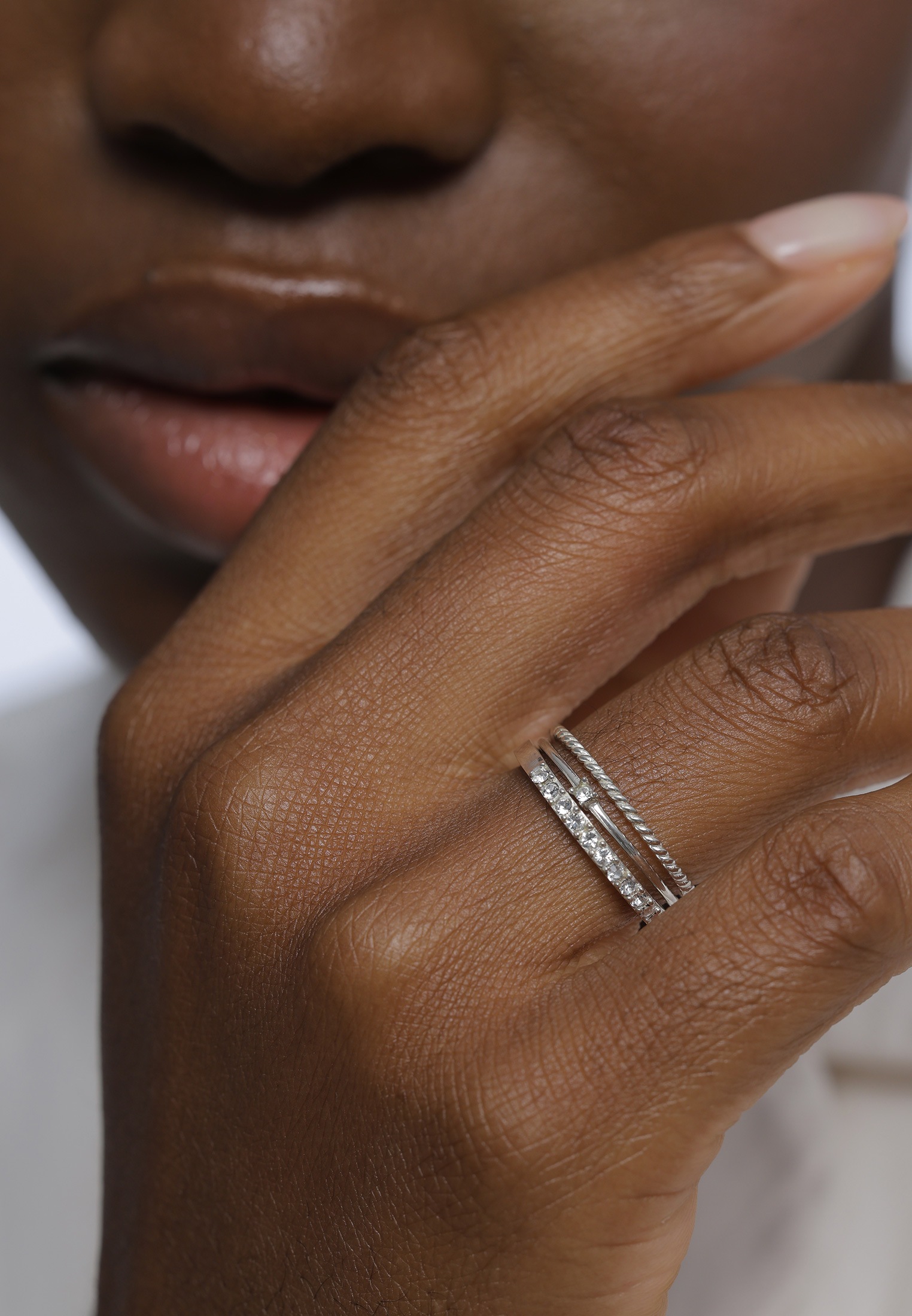 Elli Solitärring »Ringset (3 tlg) 925 Silber, mit Kristallen von Swarovski®«