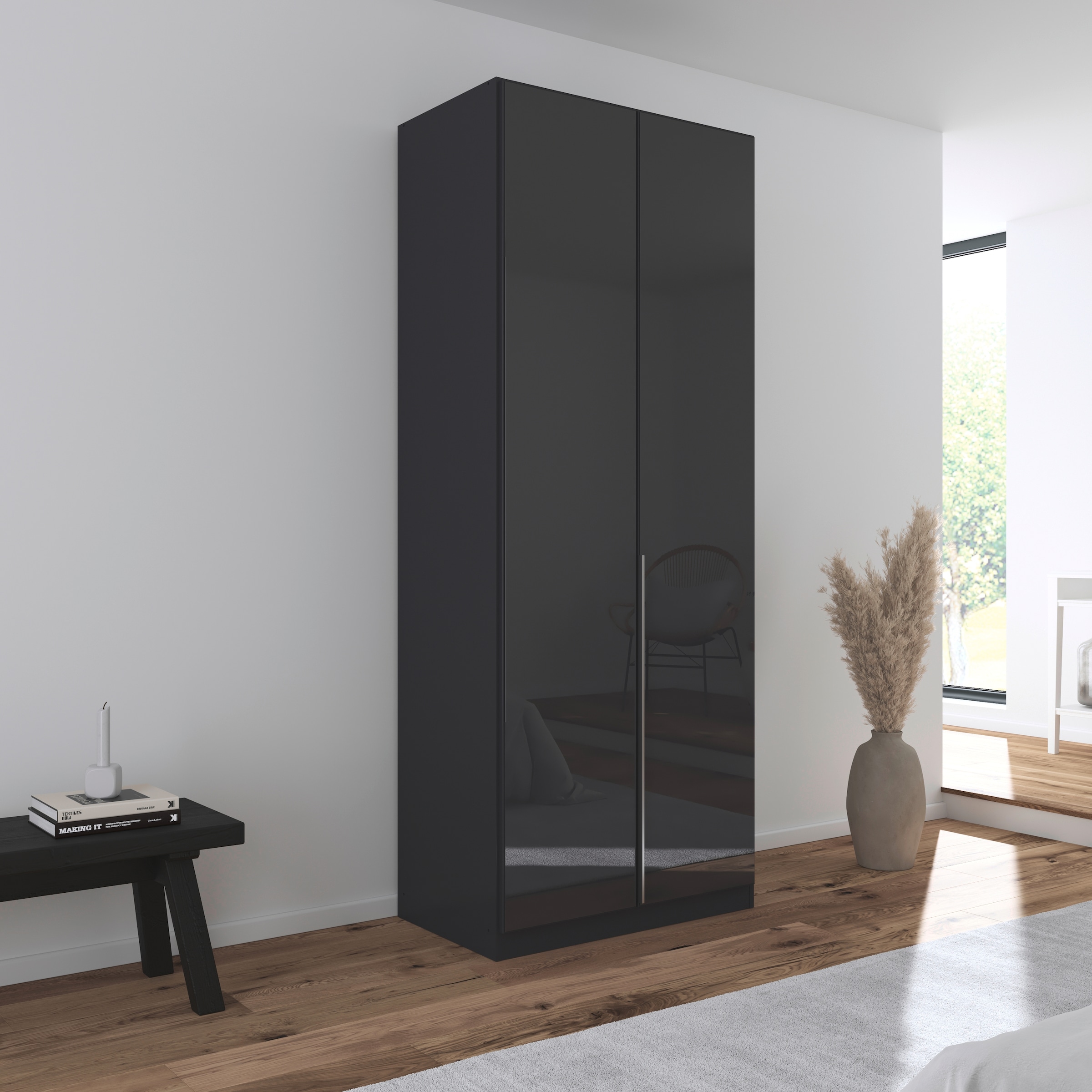 rauch Drehtürenschrank »Kleiderschrank Kleiderschränke Schrank Garderobe AGORDO mit Glasfront«, (in zwei Griff-Farben, Breiten 91-360 cm), durchdachte Innenausstattung, in 7 Breiten und 2 Höhen MADE IN GERMANY
