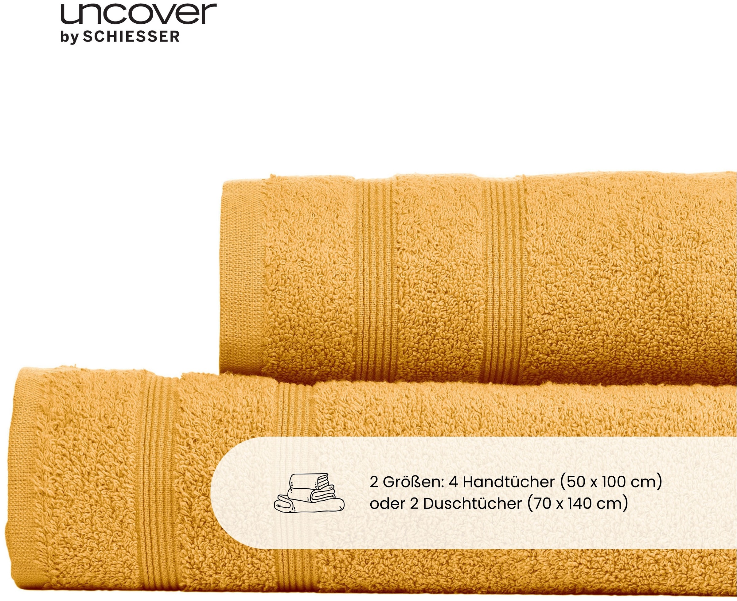 uncover by SCHIESSER Handtücher »Brooklyn mit dezenter Bordüre in Hoch-Tief-Optik«, (Set, 4 St.), Made in Green