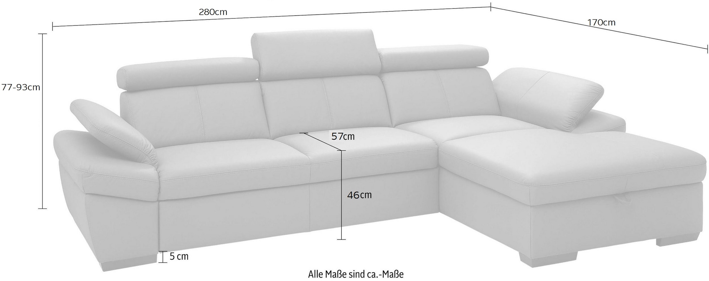 exxpo - sofa fashion Ecksofa »Salerno, klassisch modernes Funktionssofa, hoher Sitzkomfort, L-Form« inkl. Kopf- und Armteilverstellung, wahlweise mit Bettfunktion