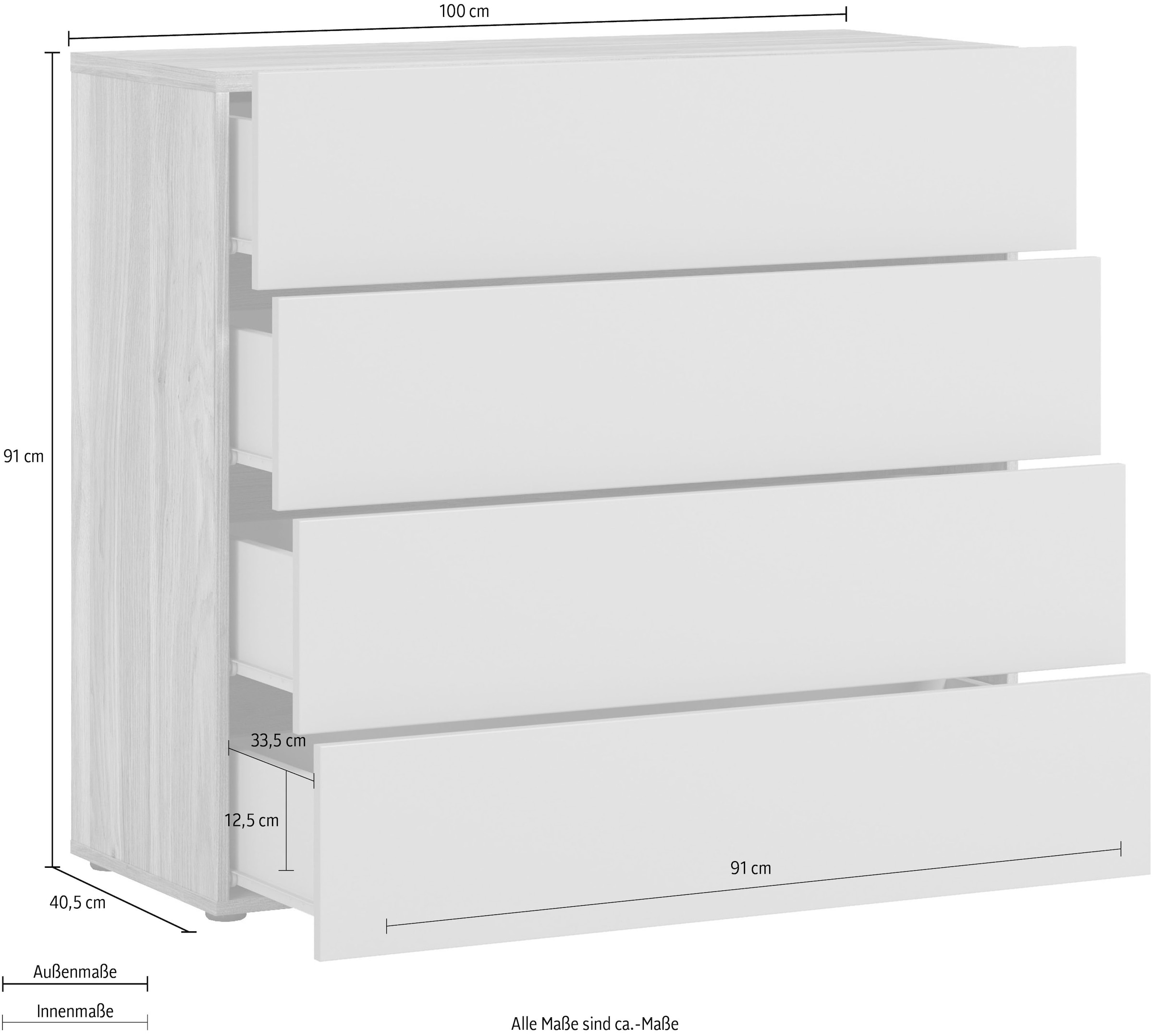 INOSIGN Sideboard »Wharton,Breite 100cm, Schubladenkommode«, Kommode mit 4 Schubkasten, viel Stauraum