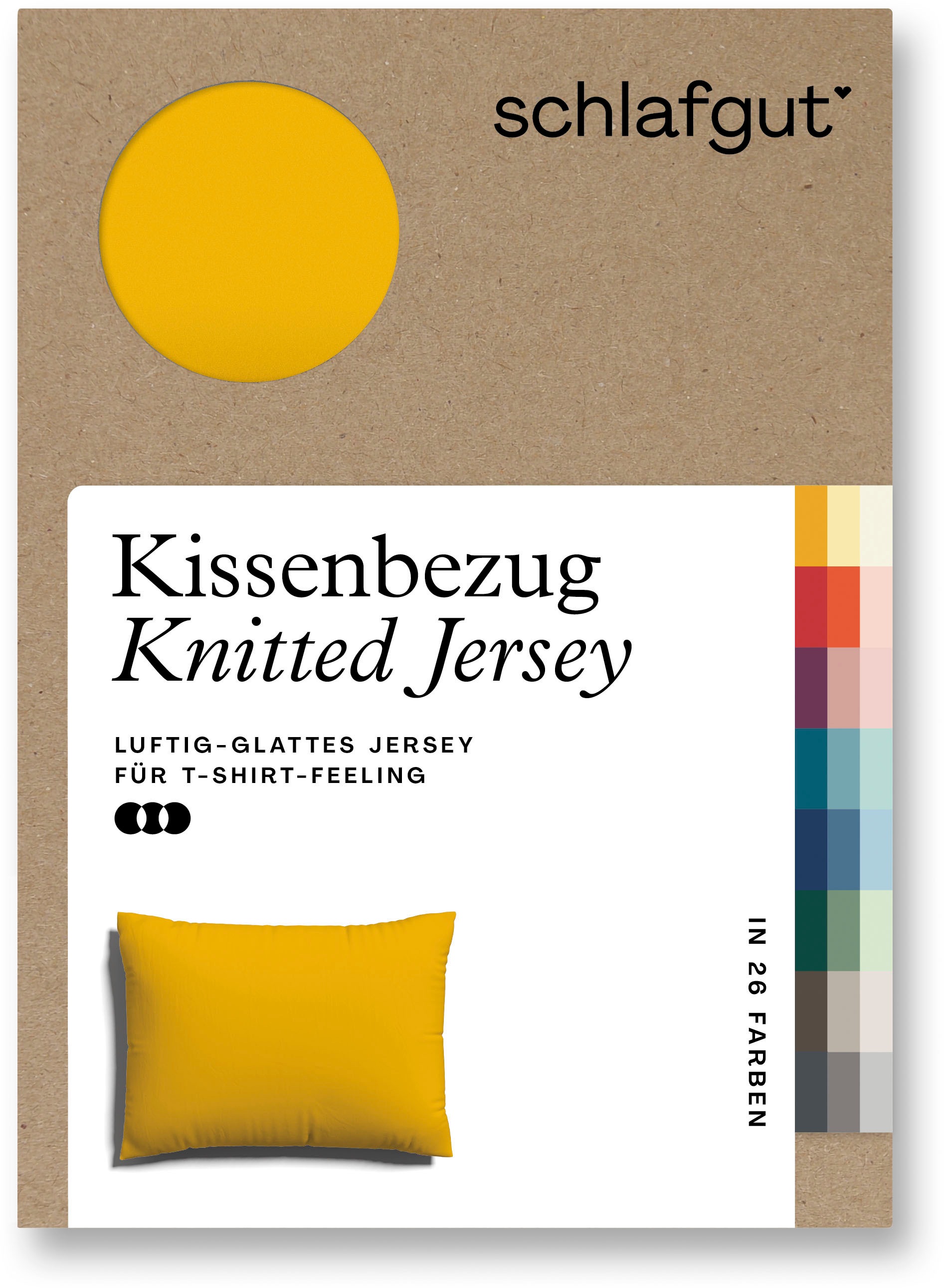 Schlafgut Kissenbezug »Knitted Jersey aus Bio-Baumwolle mit Elasthan, bügelfrei,«, (1 St.), besonders fein gestrickt, Kissenhülle mit farbigem Reißverschluss