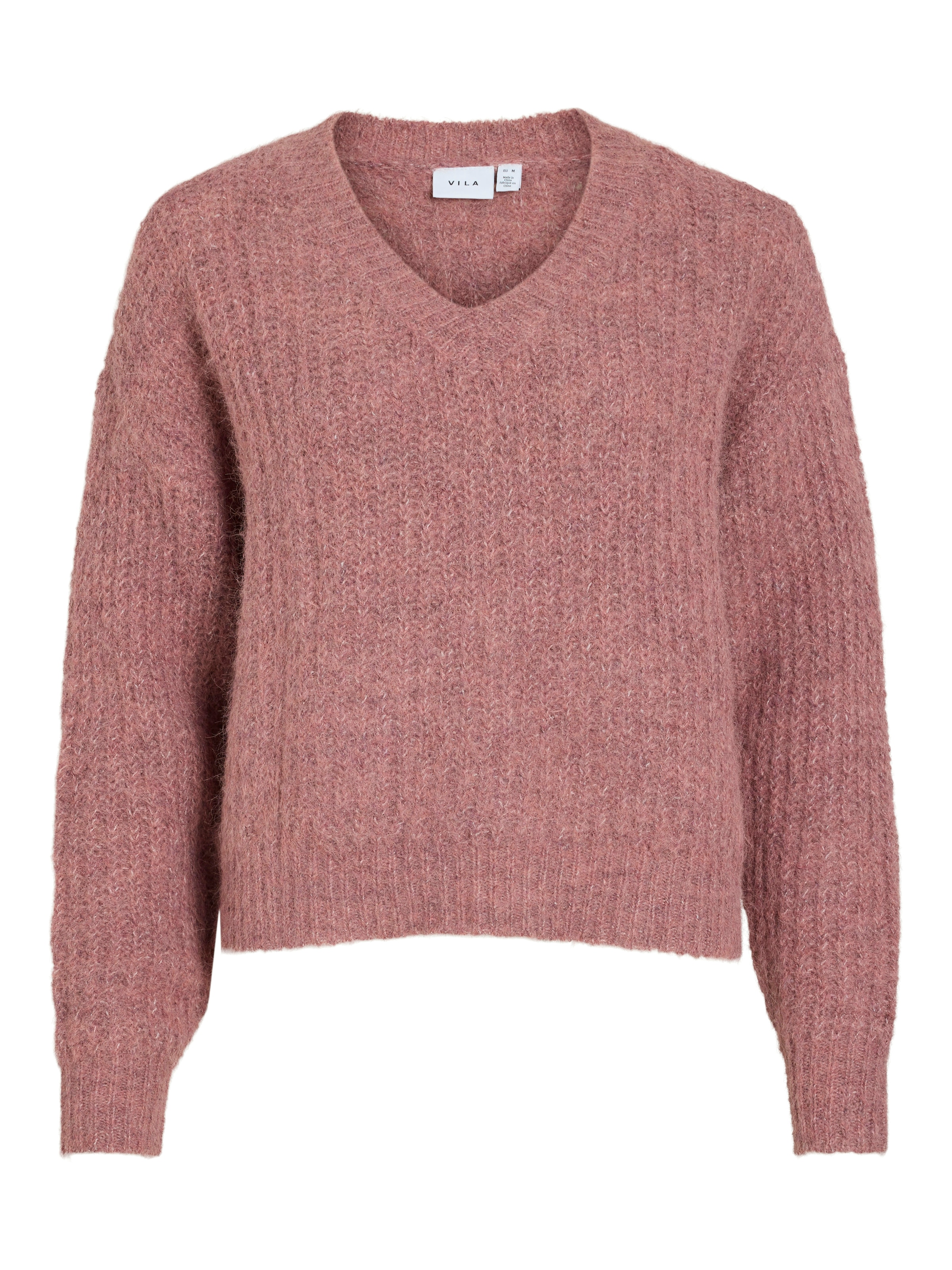 Vila V-Ausschnitt-Pullover »VILAMPE V-NECK L/S KNIT TOP-NOOS« Materialmix, regular fit