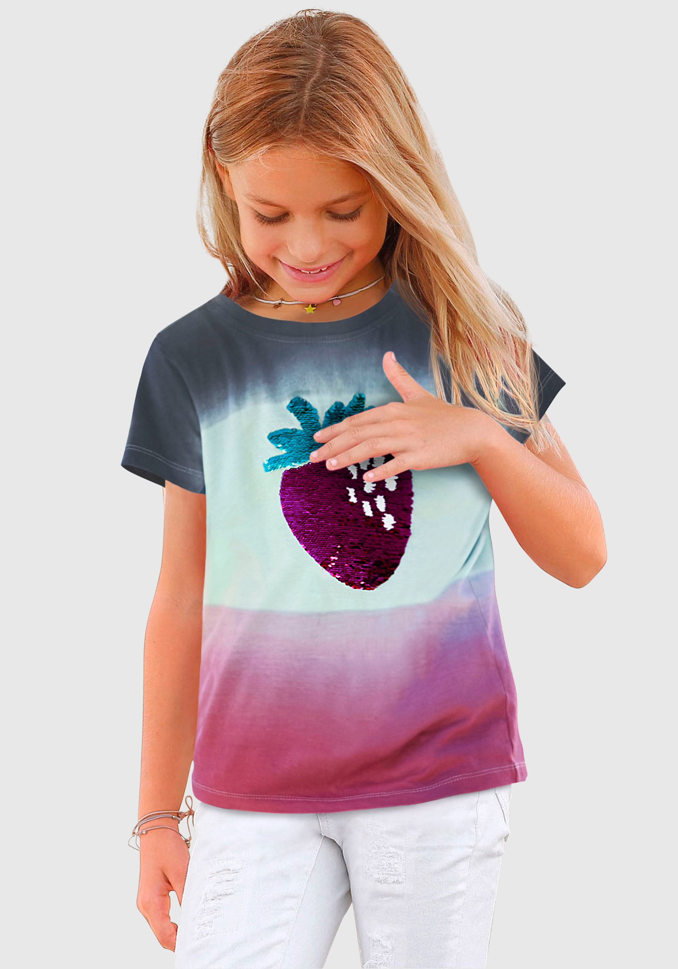 Farbverlauf KIDSWORLD mit jetzt %Sale im Wendepailletten T-Shirt, &