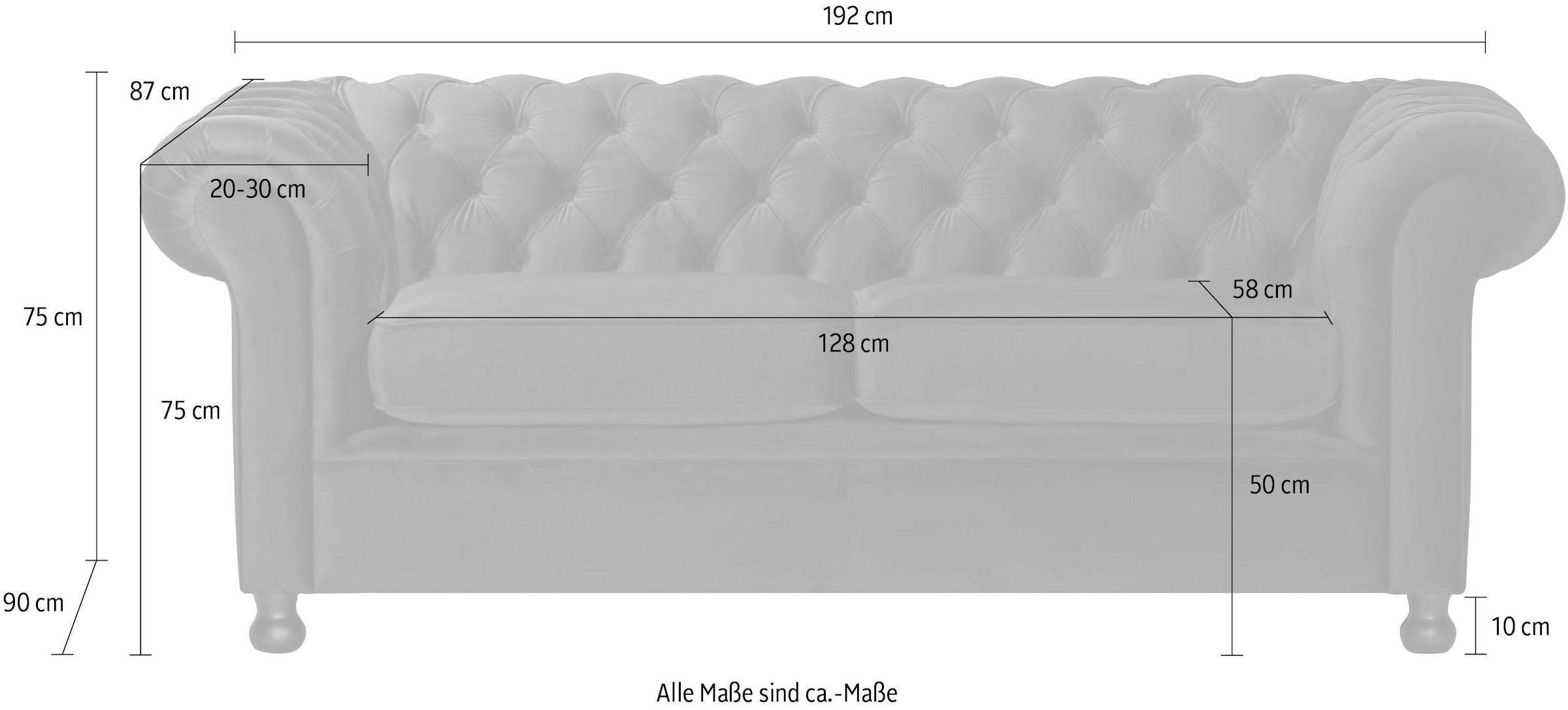 Home affaire Chesterfield-Sofa »Chesterfield Home 3-Sitzer B/T/H: 192/87/75 cn«, mit edler Knopfheftung und typischen Armlehnen