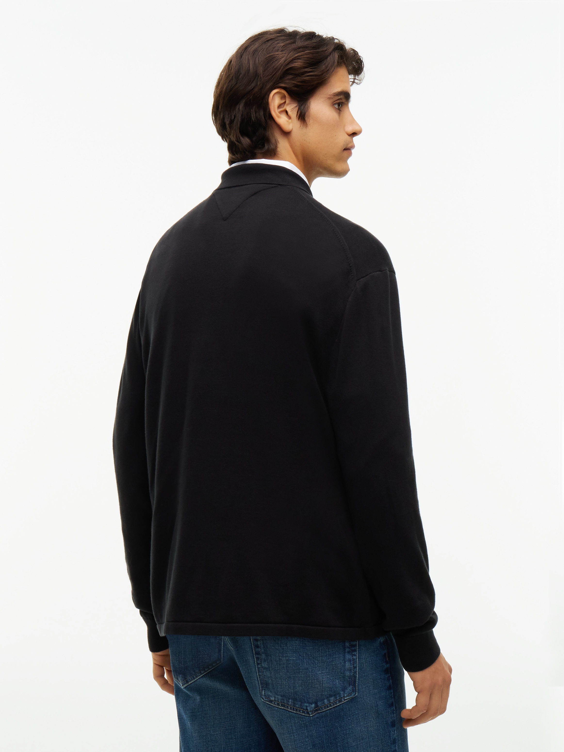 Tommy Hilfiger Strickjacke »ESSENTIAL COTTON« Relaxed Fit Strick-Overshirt mit Flag-Stickerei