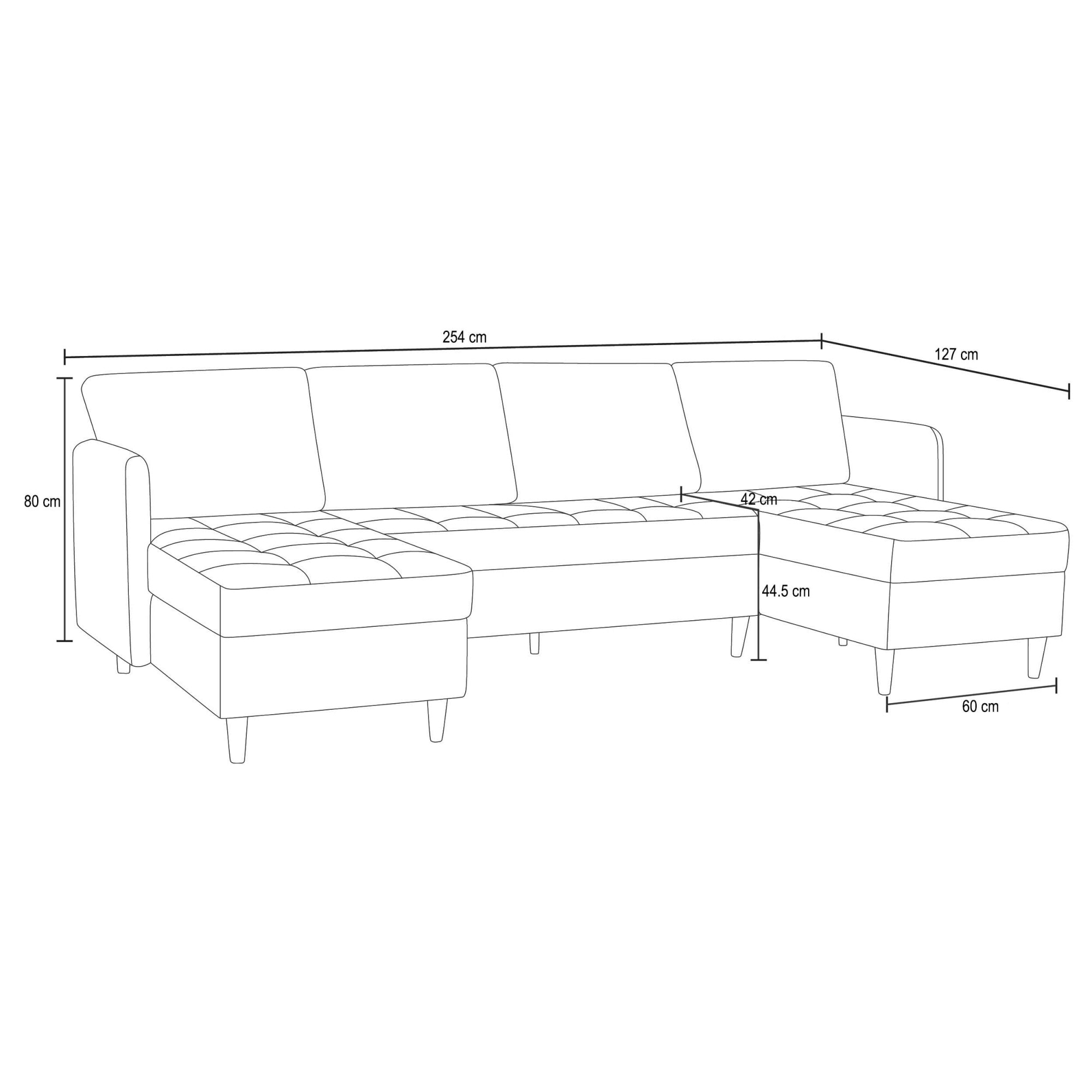 Dorel Home Wohnlandschaft »LINDHUS, Cord, Modulsofa, verschiedene Stellvarianten« Breite als U-Form (254cm) mit Verbindern fixierbar, Recamiere,Stauraum