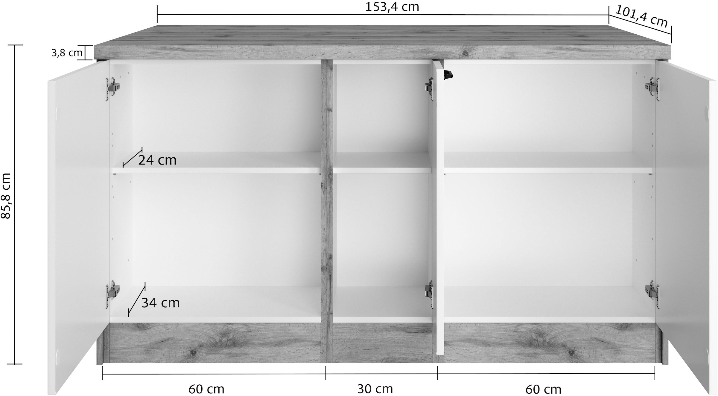 KOCHSTATION Kücheninsel »KS-Lana, Breite 153 cm« MDF-Fronten, Arbeitsplatte 38mm stark