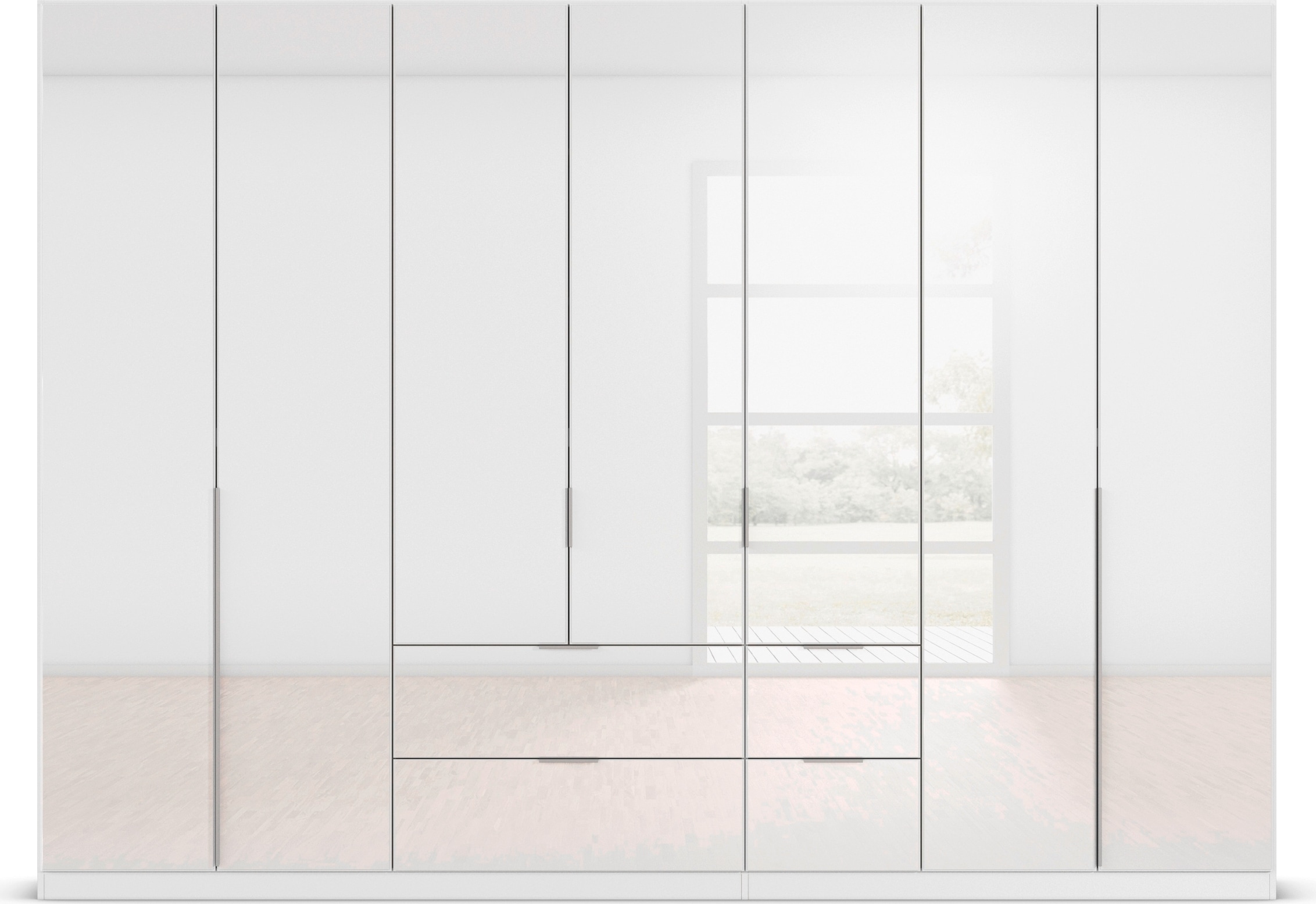 rauch Drehtürenschrank »Kleiderschrank Kleiderschränke Schrank Garderobe AGORDO mit Glasfront«, mit Außenschubkästen, in 6 Breiten und 2 Höhen MADE IN GERMANY